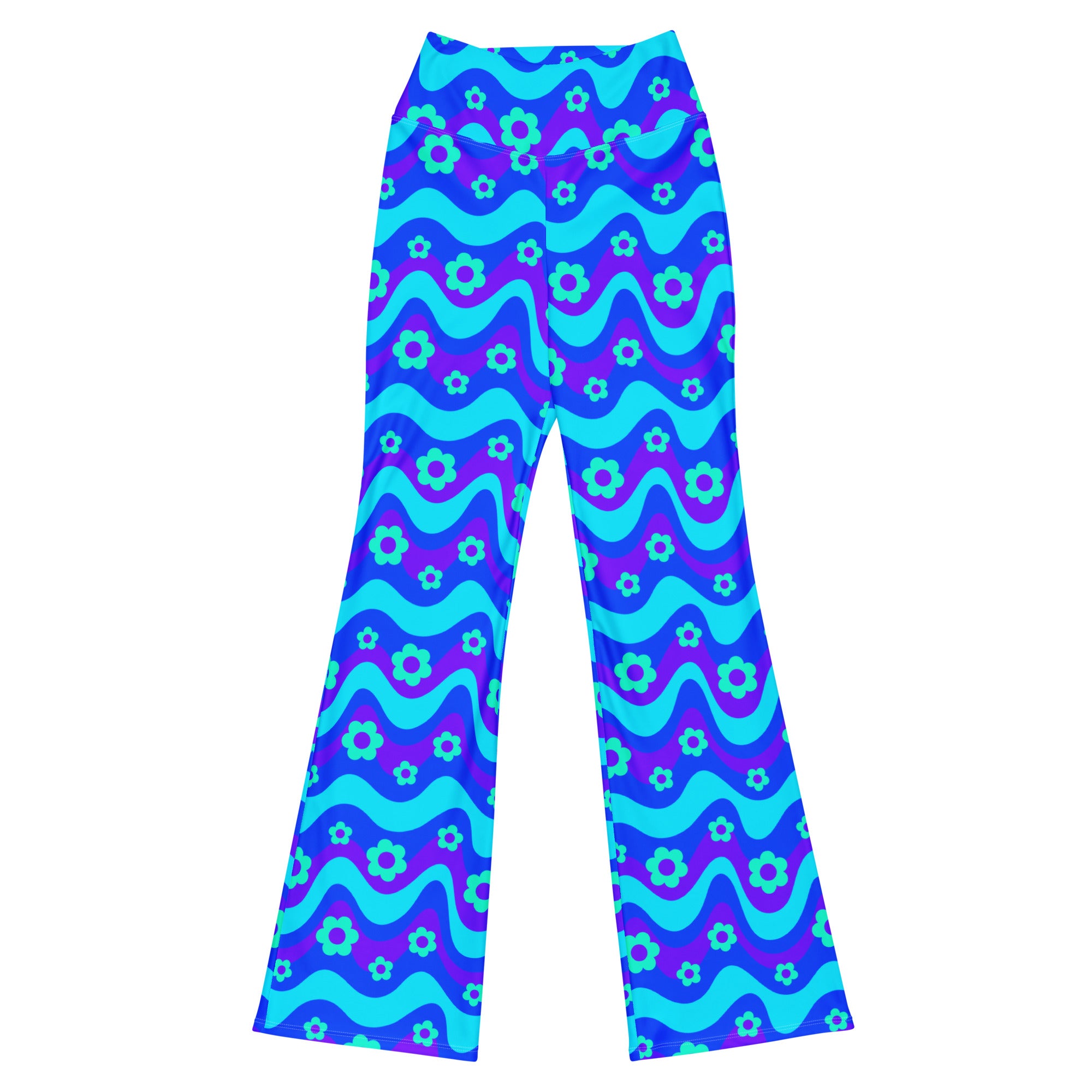 Flower Power Blue Flare Leggings