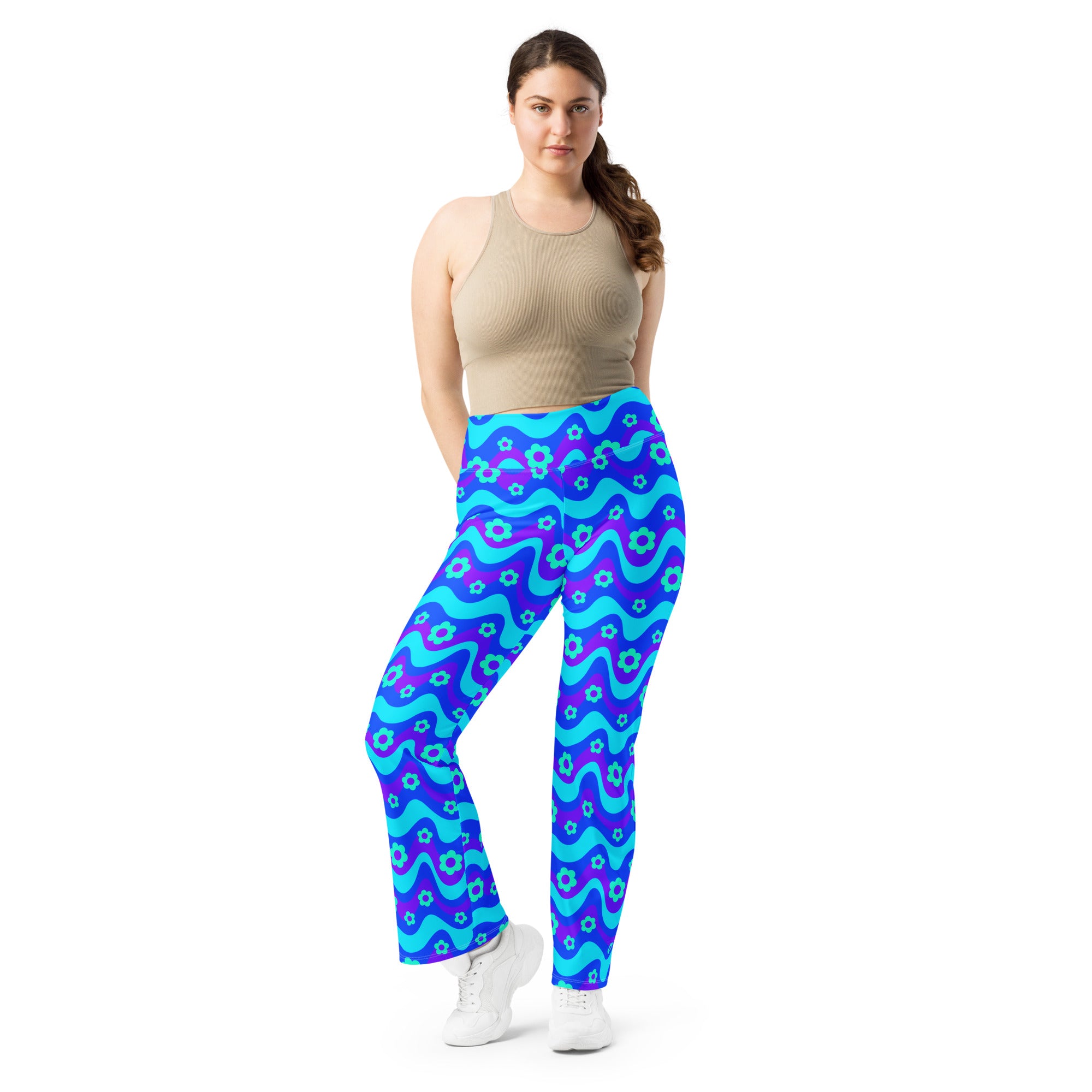 Flower Power Blue Flare Leggings