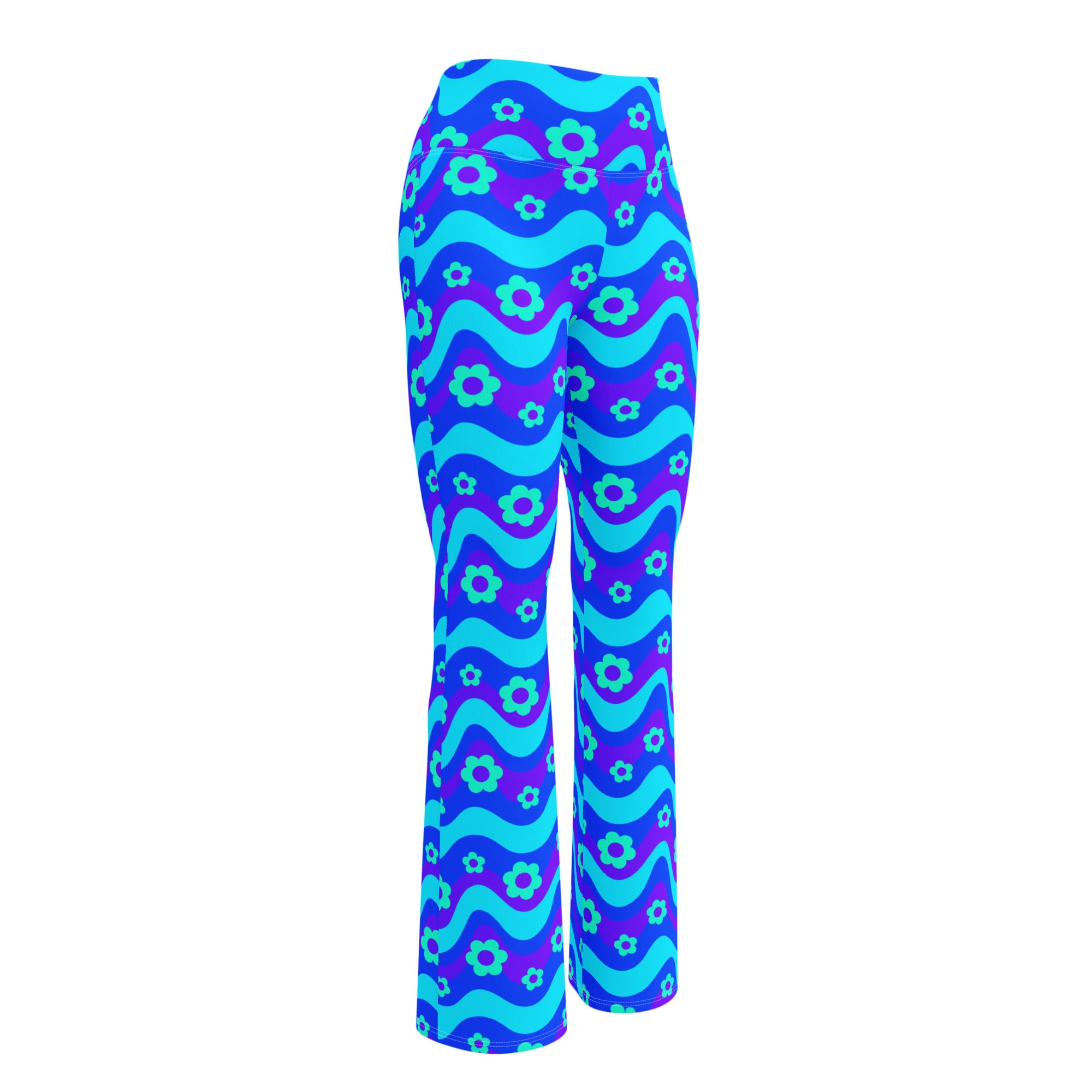 Flower Power Blue Flare Leggings