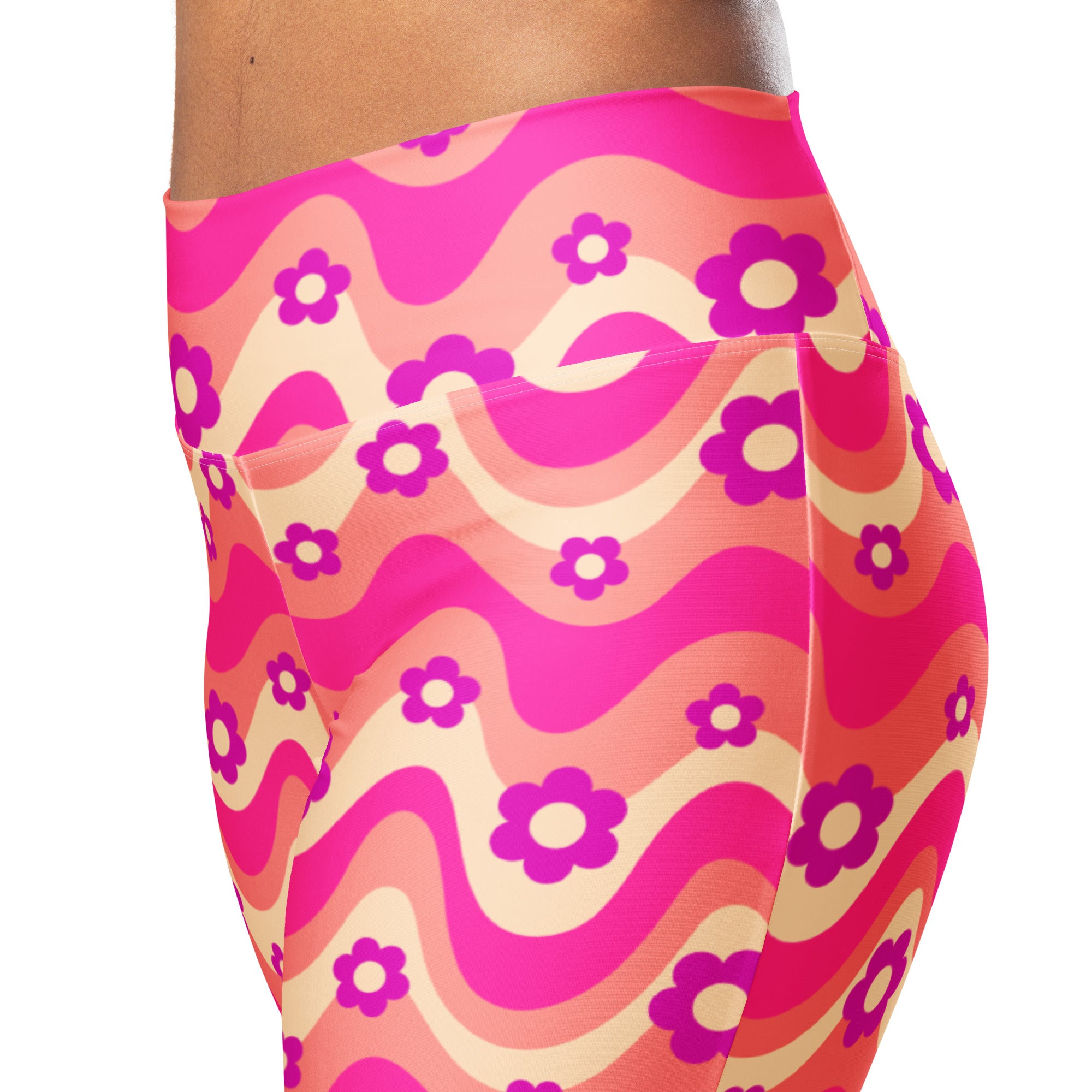 Flower Power Pink Flare Leggings