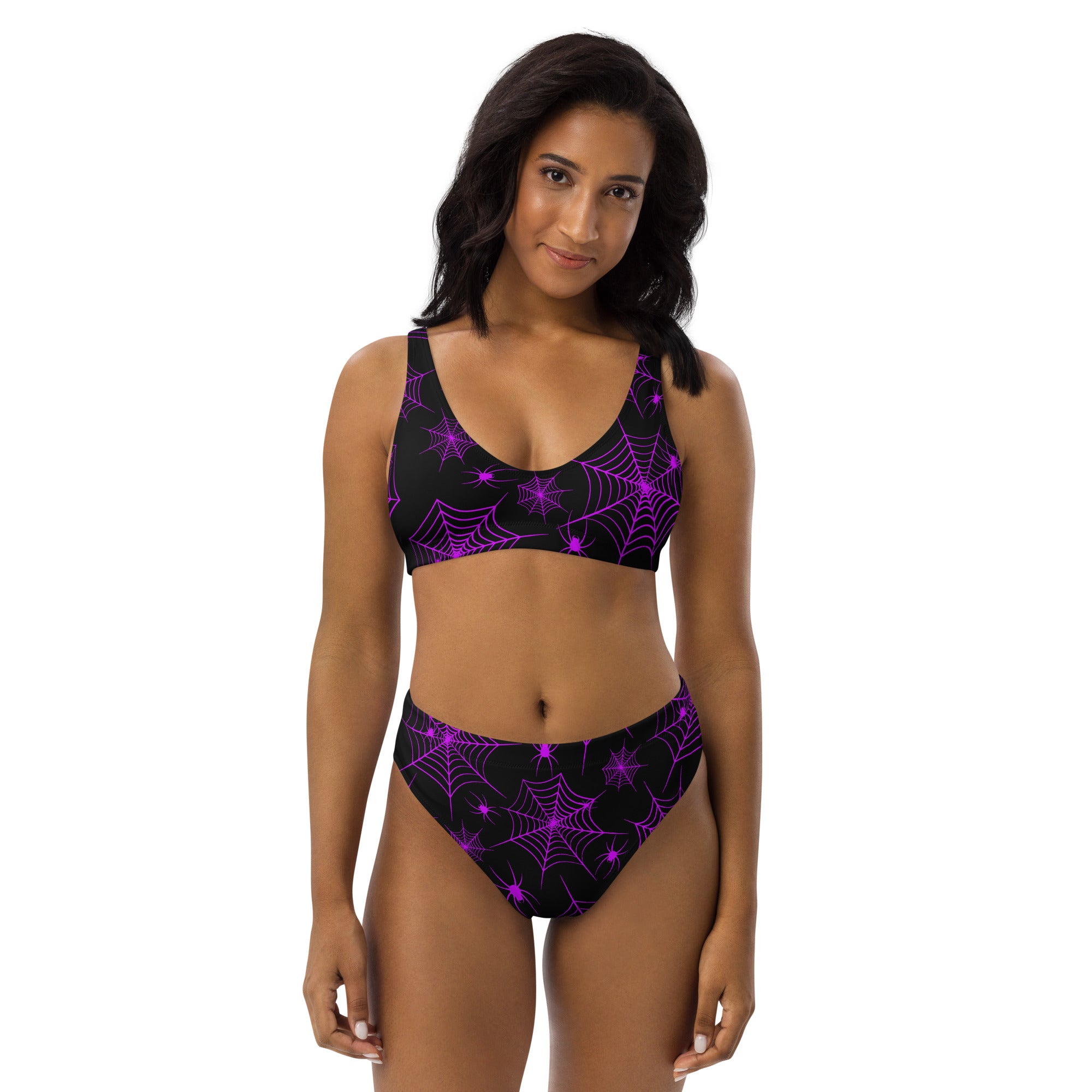 Purple Webs Recycled high-waisted bikini