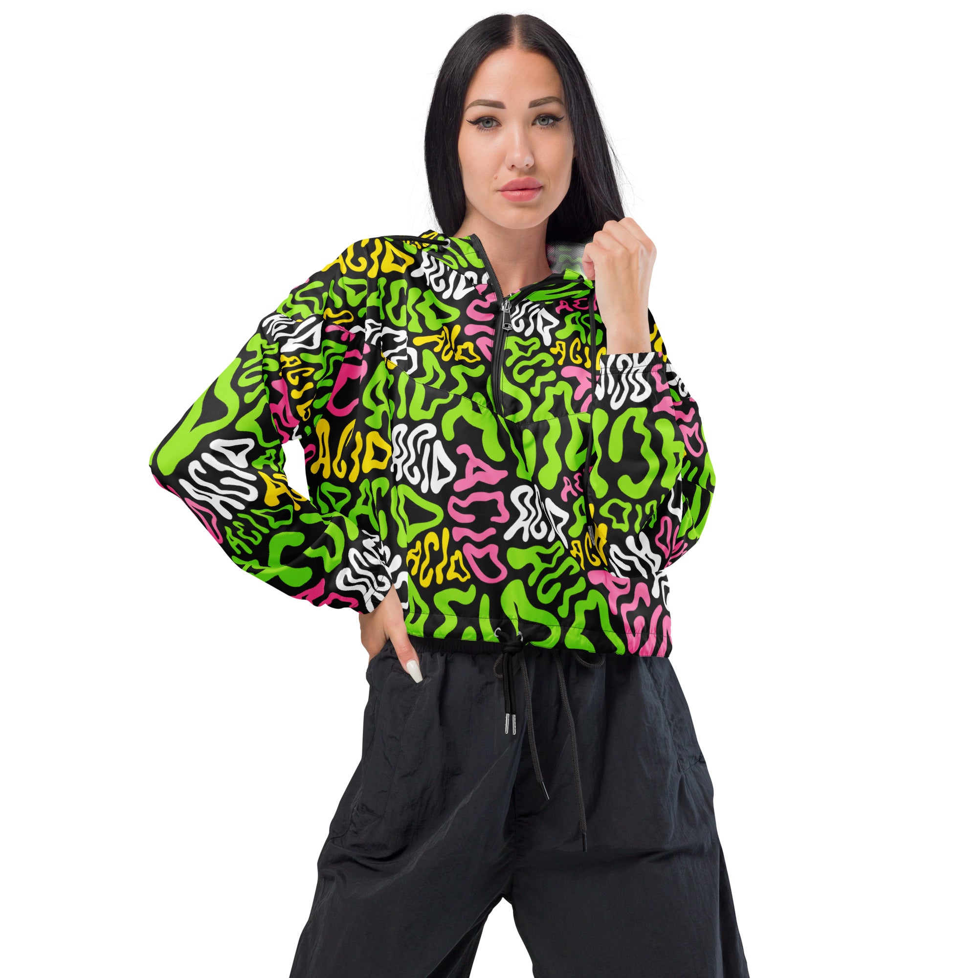 Candy Acid Cropped Windbreaker, , - One Stop Rave