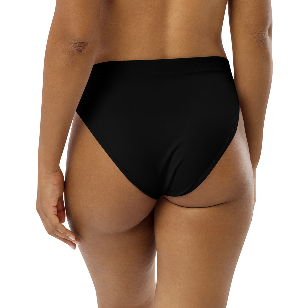 Back view of the black double-layered rave bikini bottoms