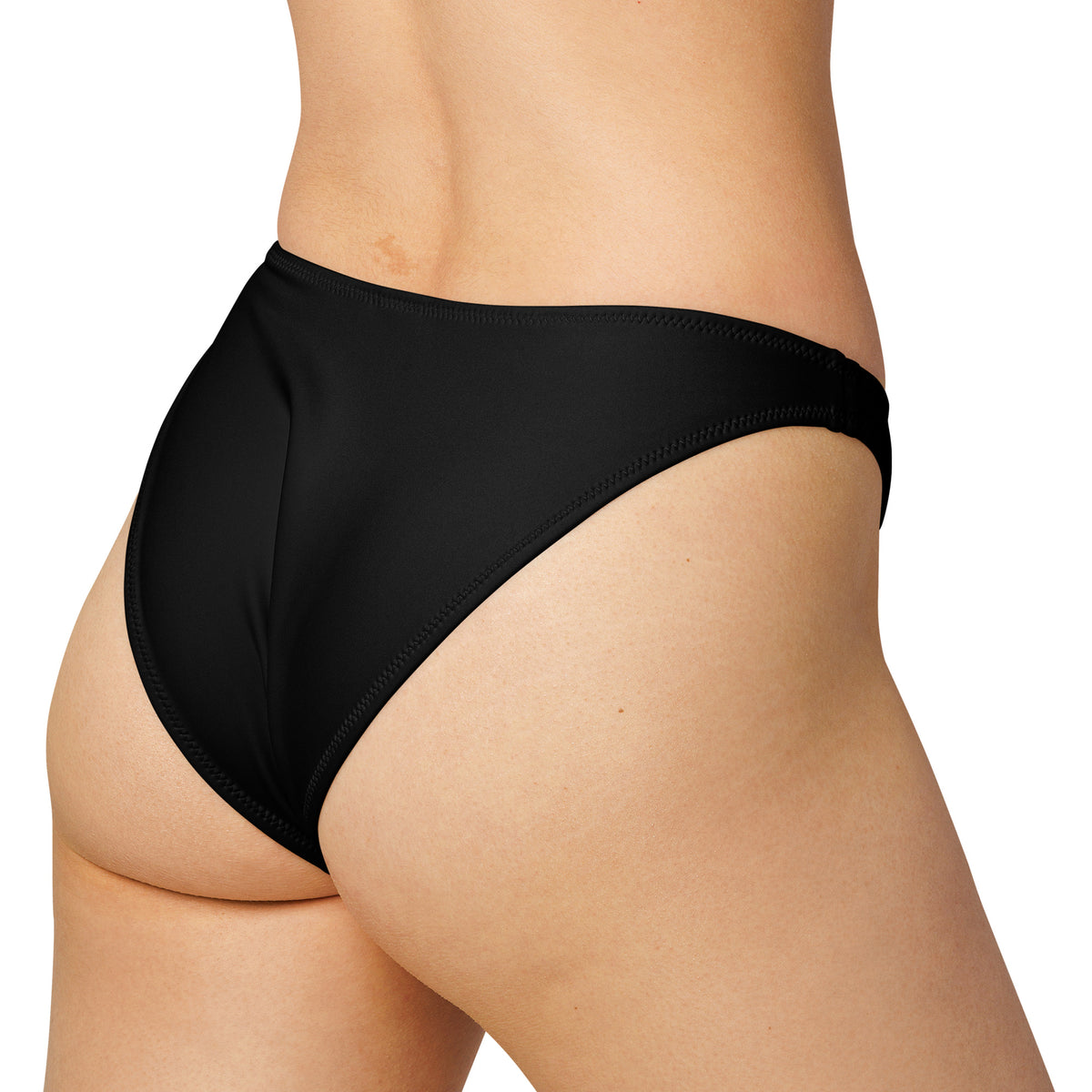 Model wearing the Black V-Cut Bikini Bottoms from the back