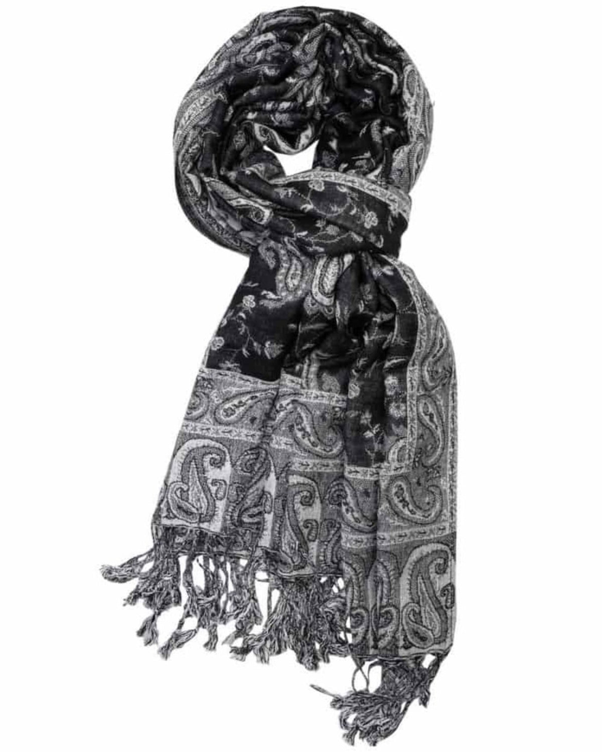 Black & White Paisley Rave Pashmina - Classic Rave Pashmina