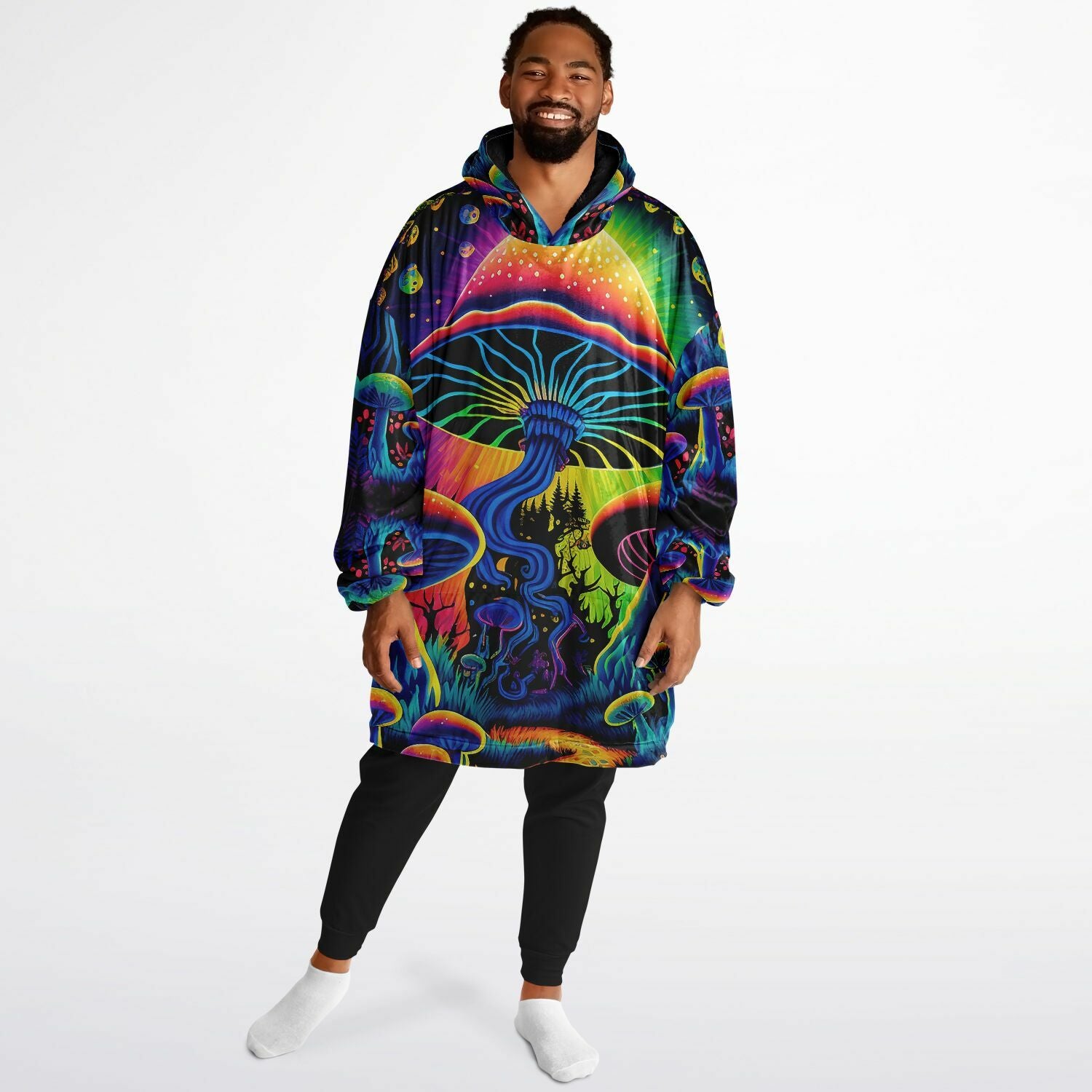 Mushroom Land Cloud Hoodie | Psychedelic Festival Oversized Hoodie