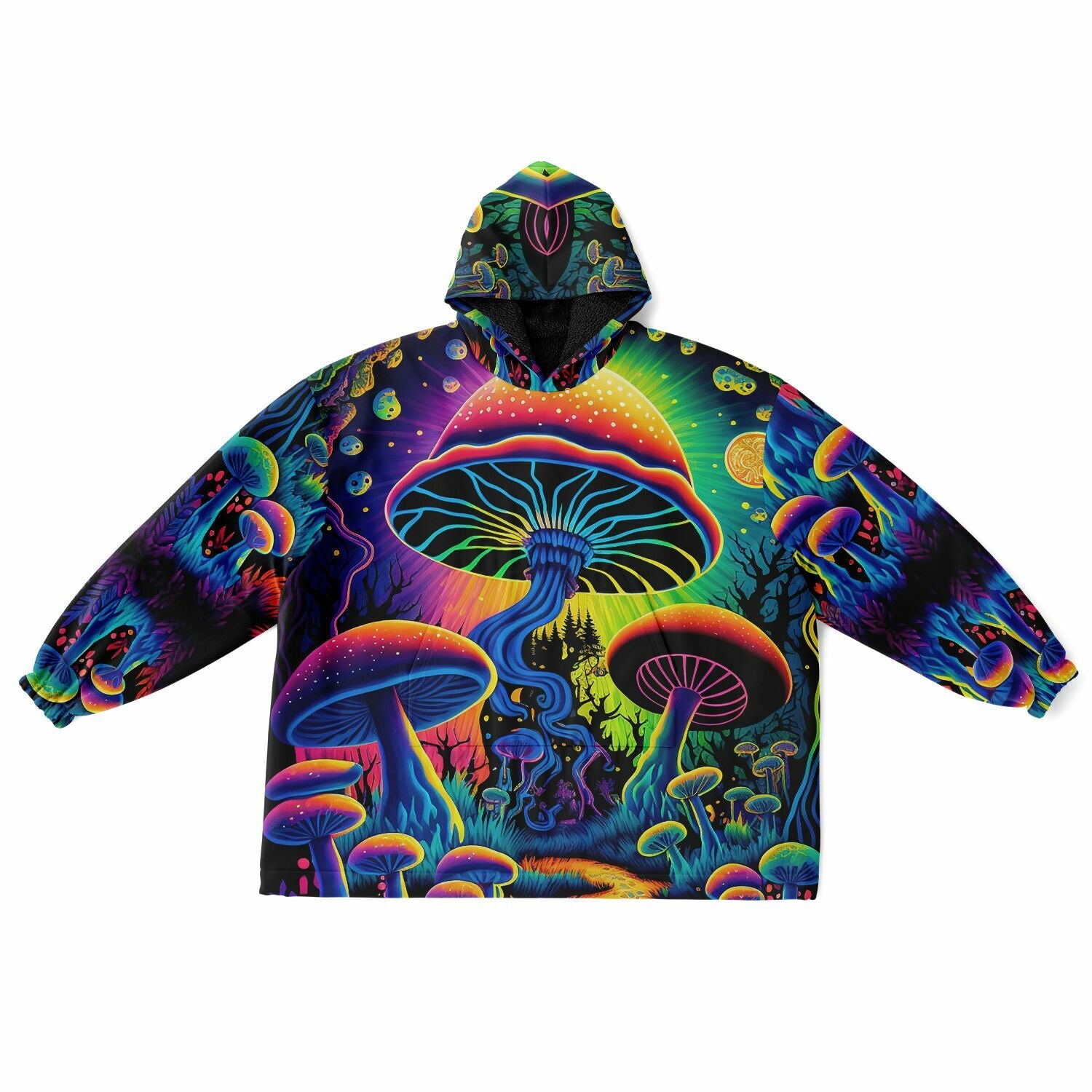 Mushroom Land Cloud Hoodie | Psychedelic Festival Oversized Hoodie
