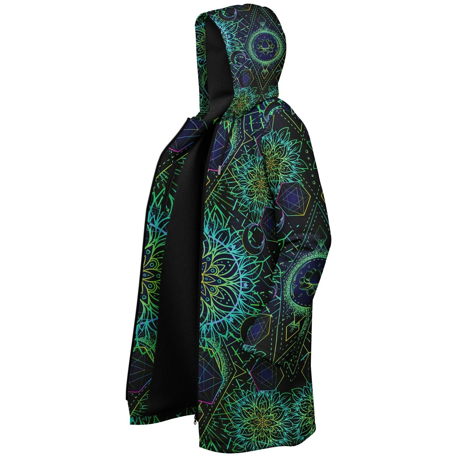 Tranquility Zipper Plush Cloak | Sacred Geometry Rave Coat