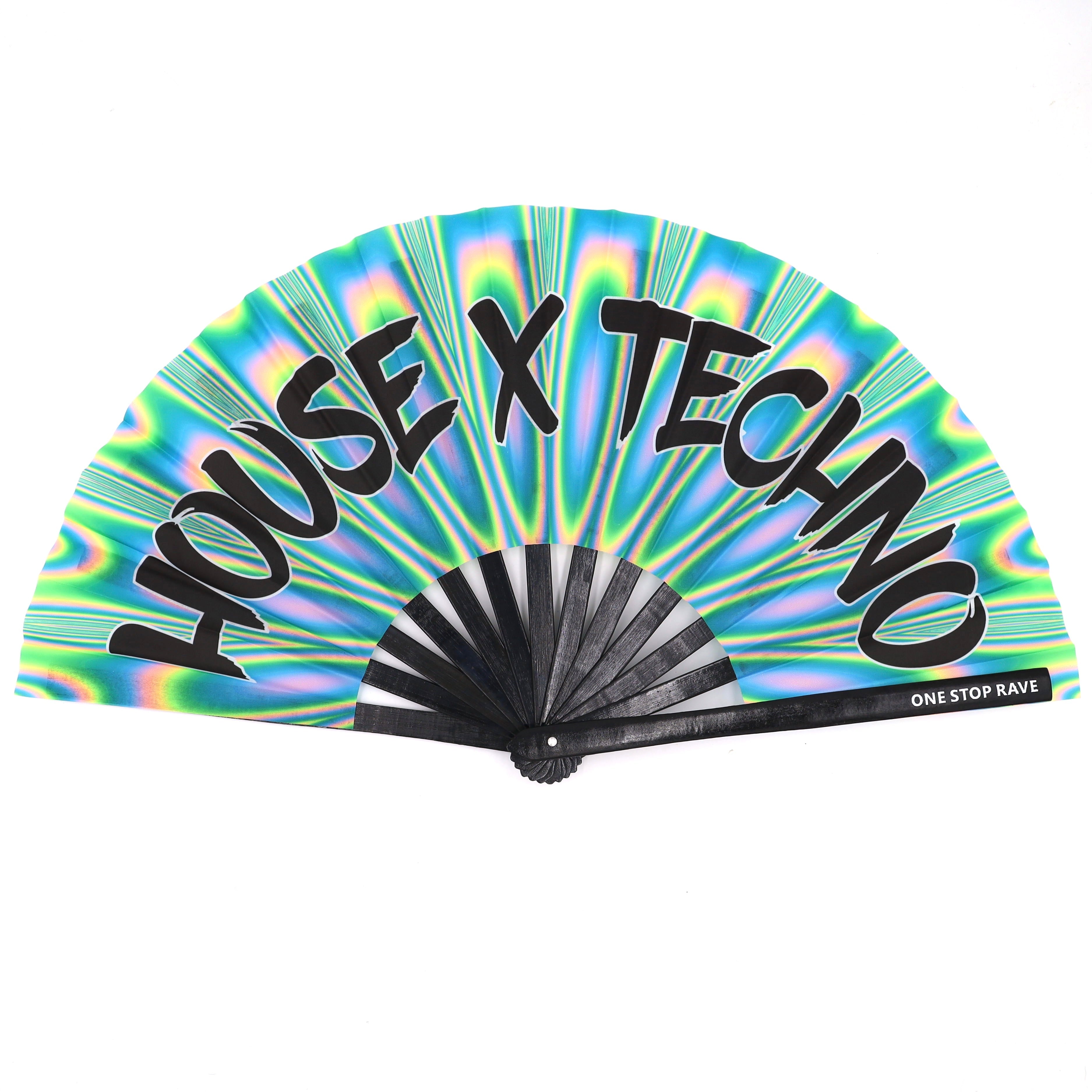 House X Techno Hand Fan, Festival Fans 13.5", - One Stop Rave