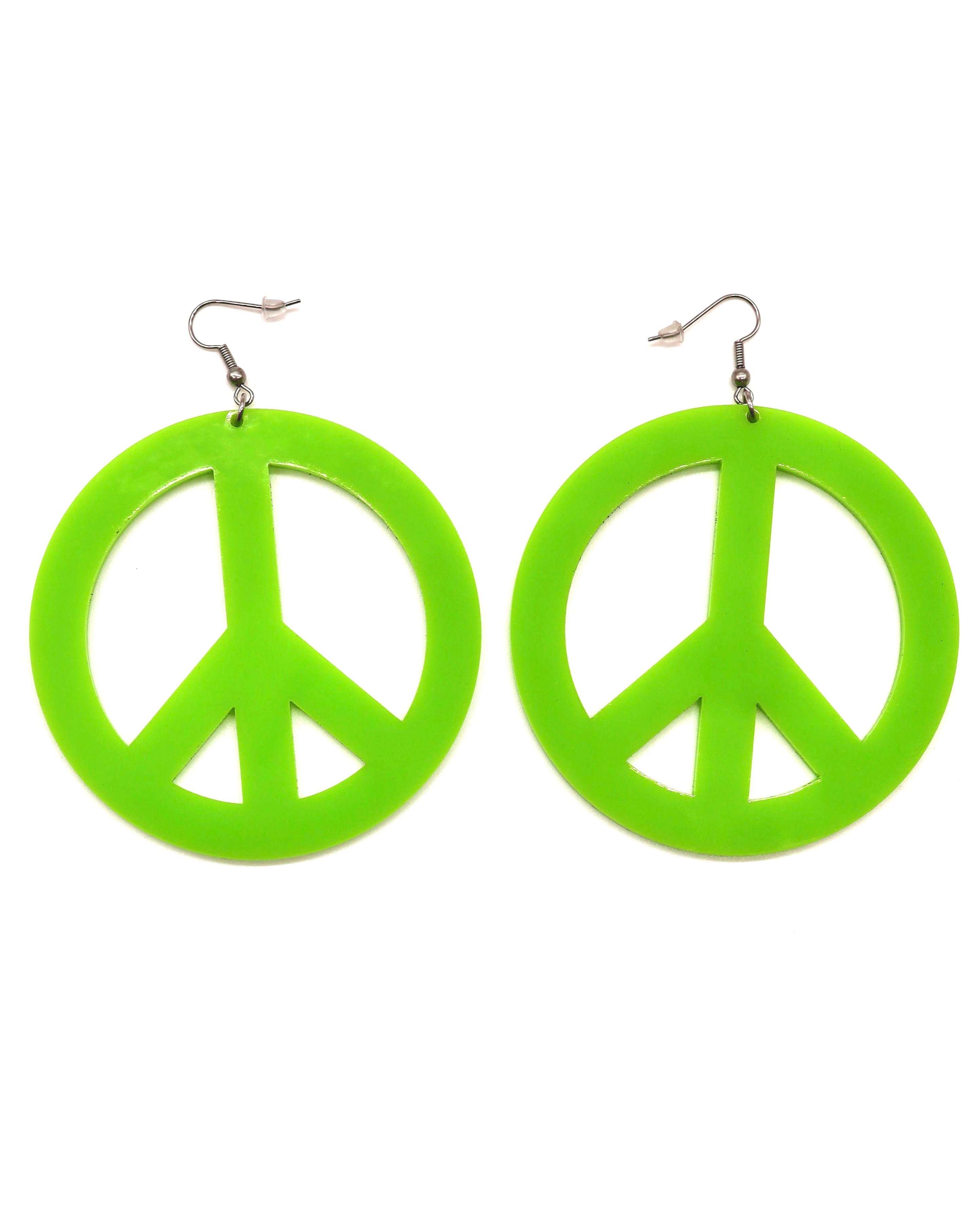XL Peace Sign Earrings, Dangle Earrings, - One Stop Rave