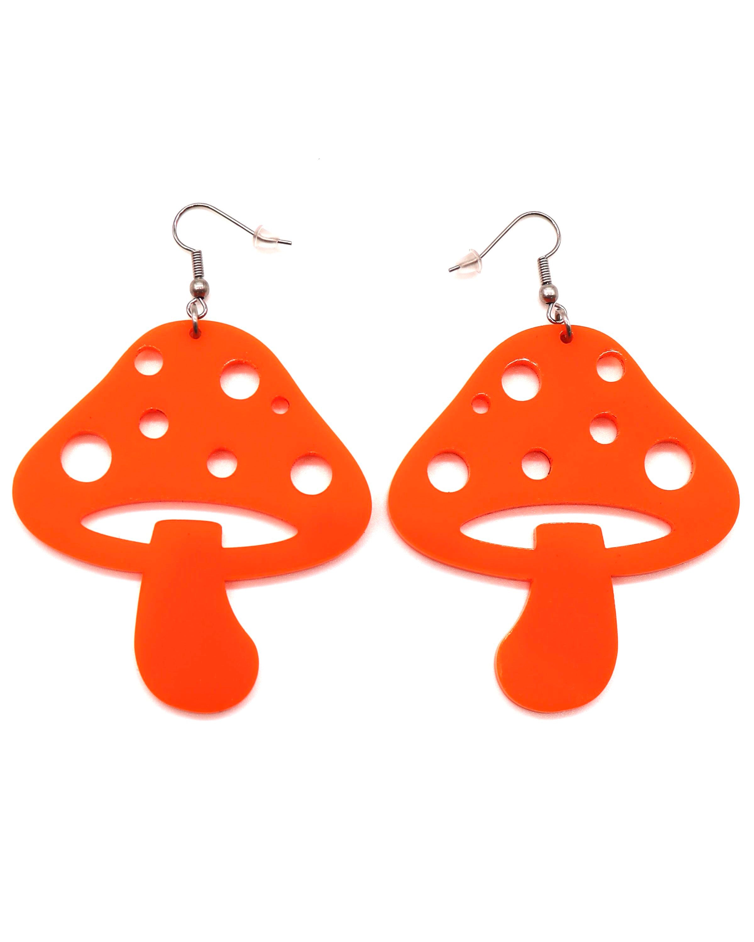 Mushroom Earrings, Dangle Earrings, - One Stop Rave