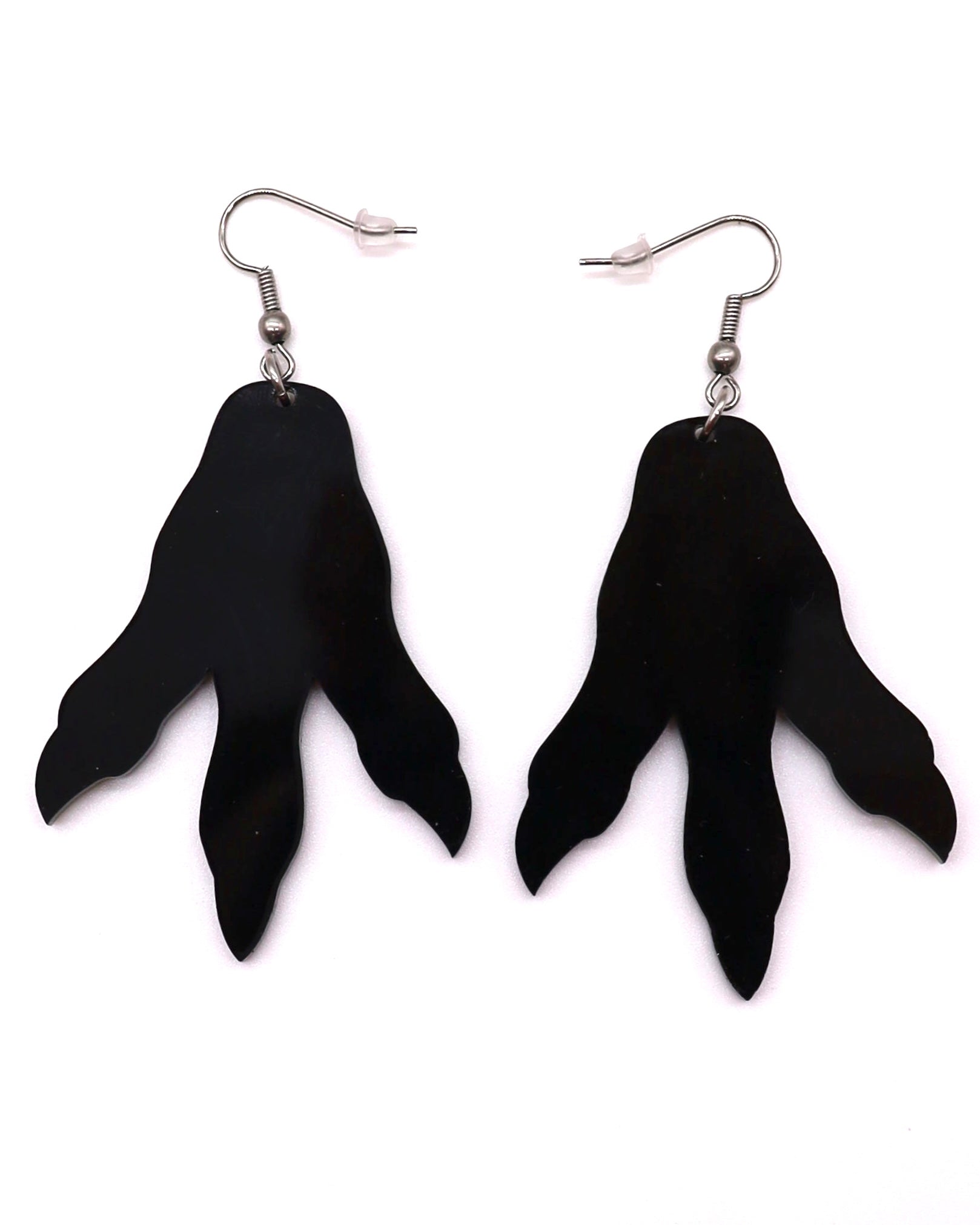 Dino Print Earrings in Black - Bold and Edgy Choice for Rave Enthusiasts
