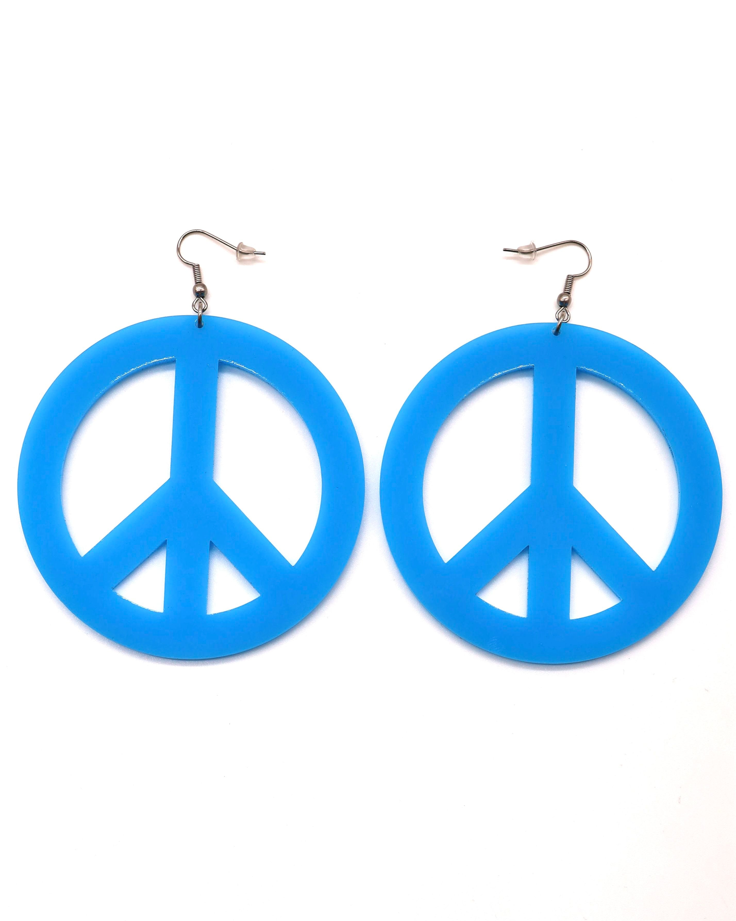 XL Peace Sign Earrings, Dangle Earrings, - One Stop Rave