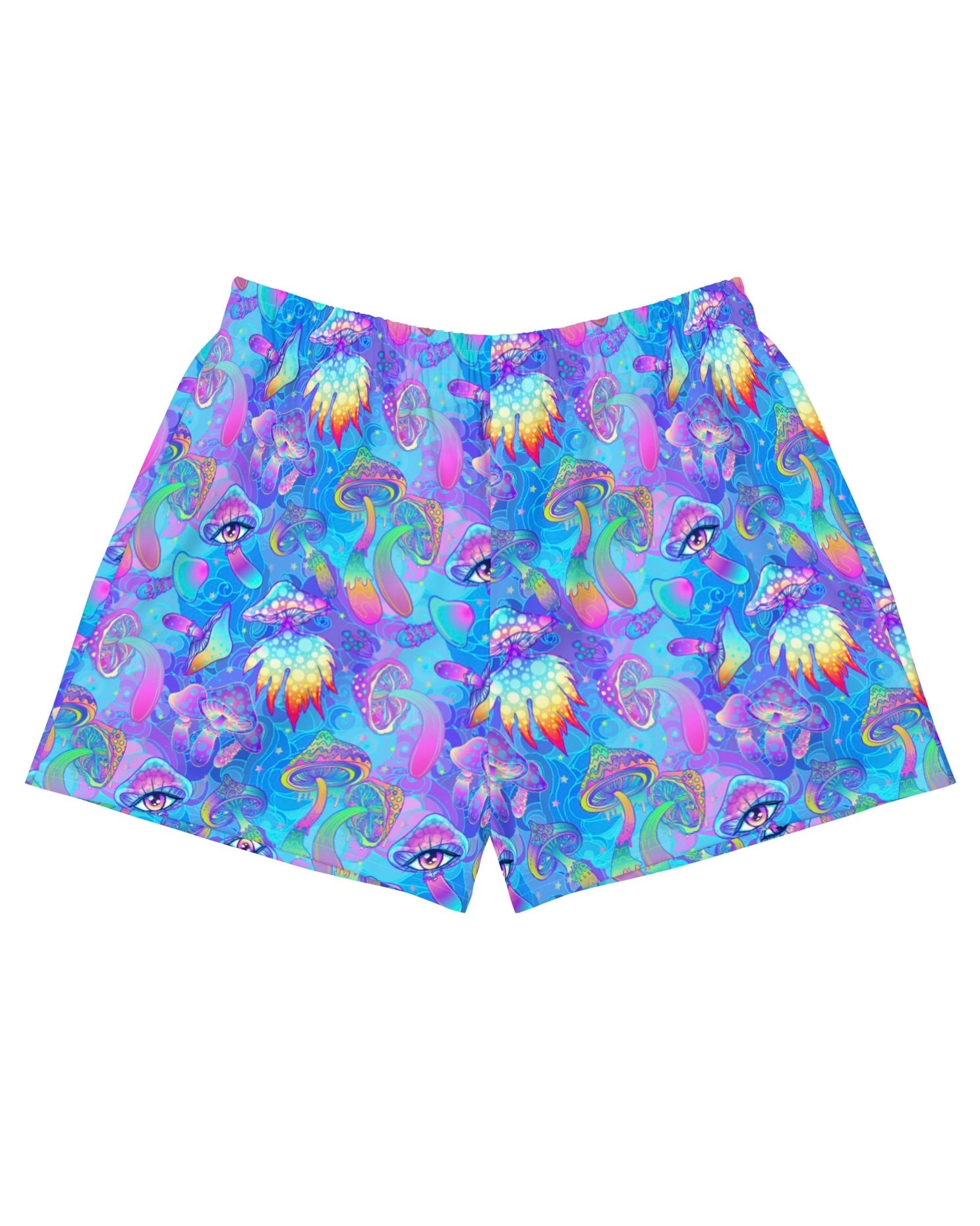 Shroomin Blue Recycled Shorts, Athletic Shorts, - One Stop Rave