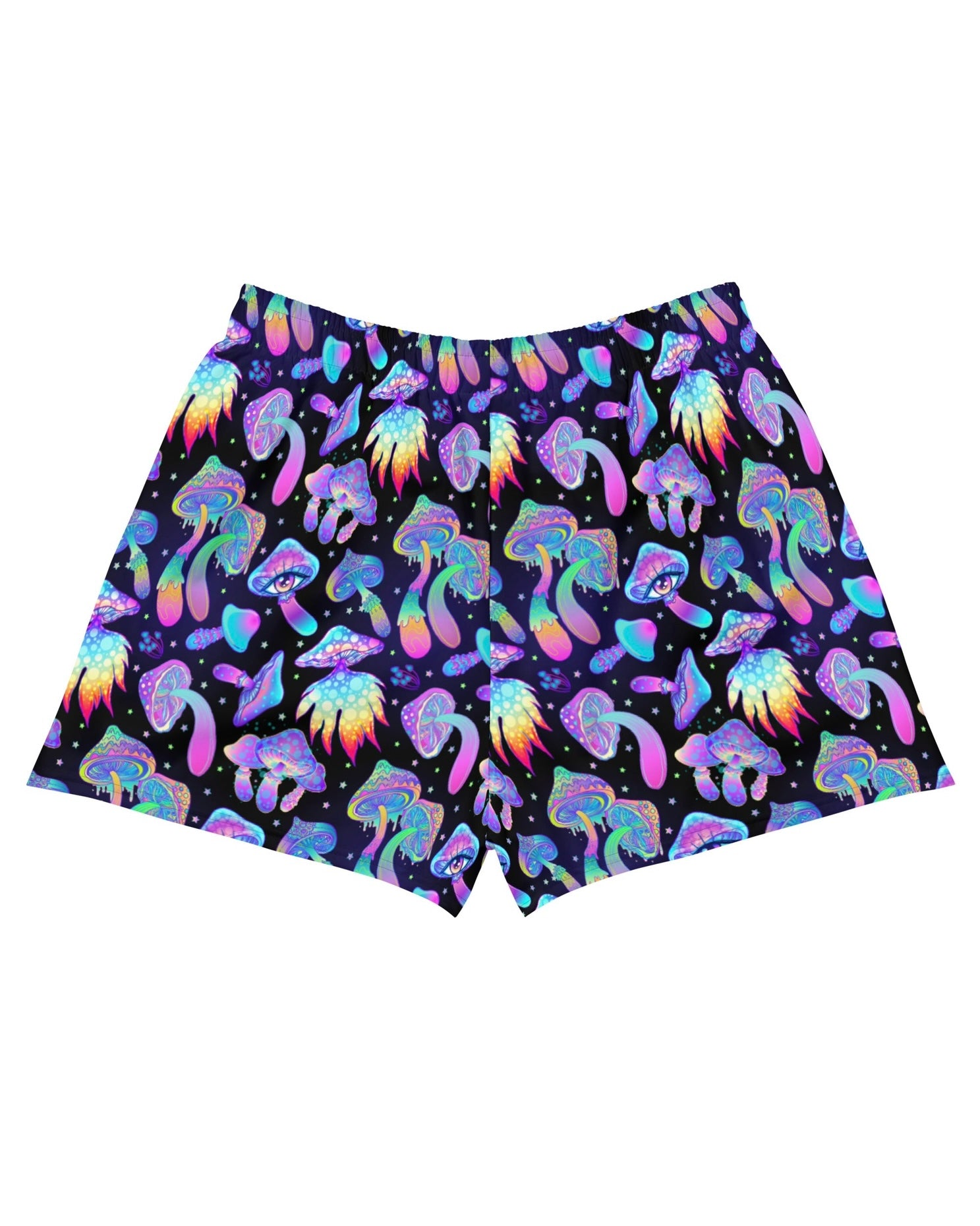 Shroomin Black Recycled Shorts, Athletic Shorts, - One Stop Rave