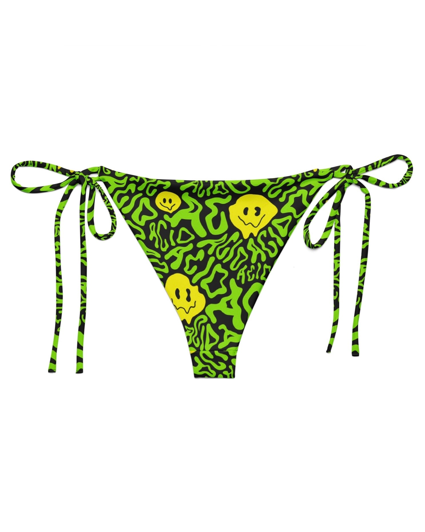 The back of the Acid Smilez String Bottoms by One Stop Rave on a white background.