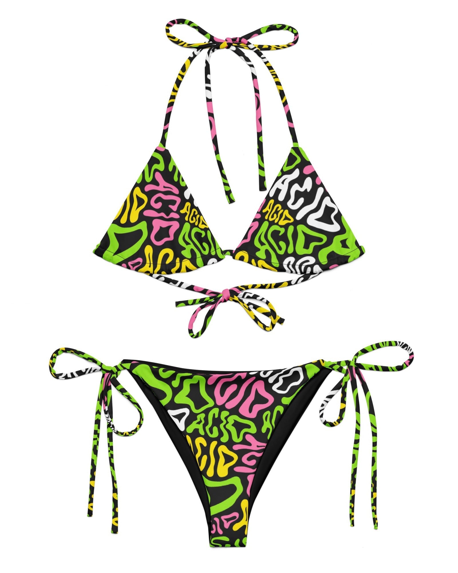 Candy Acid Triangle Top & Candy Acid String Bottoms by One Stop Rave on a white background.
