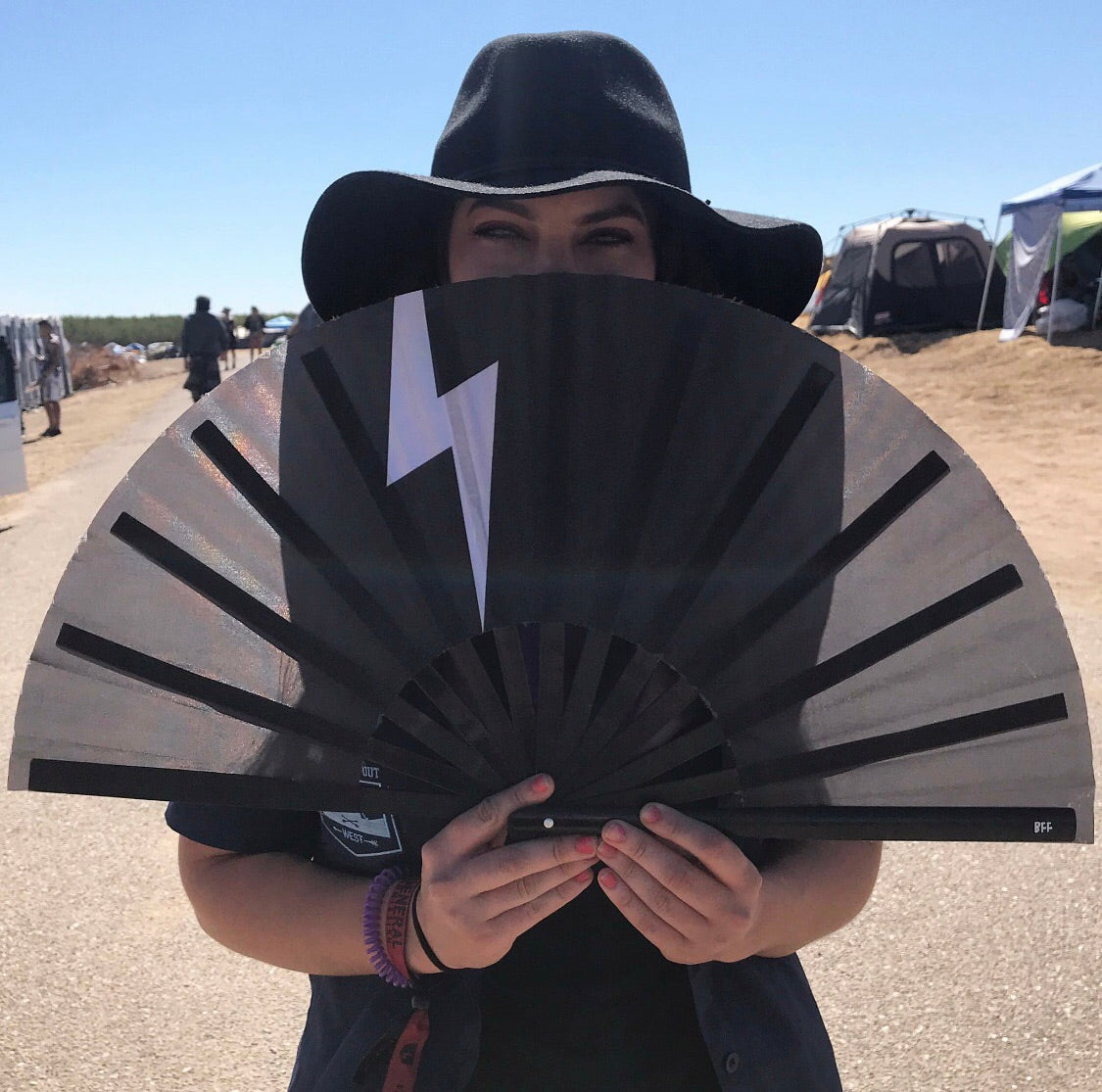 Lightning Bolt Hand Fan, Festival Fans 13.5", - One Stop Rave