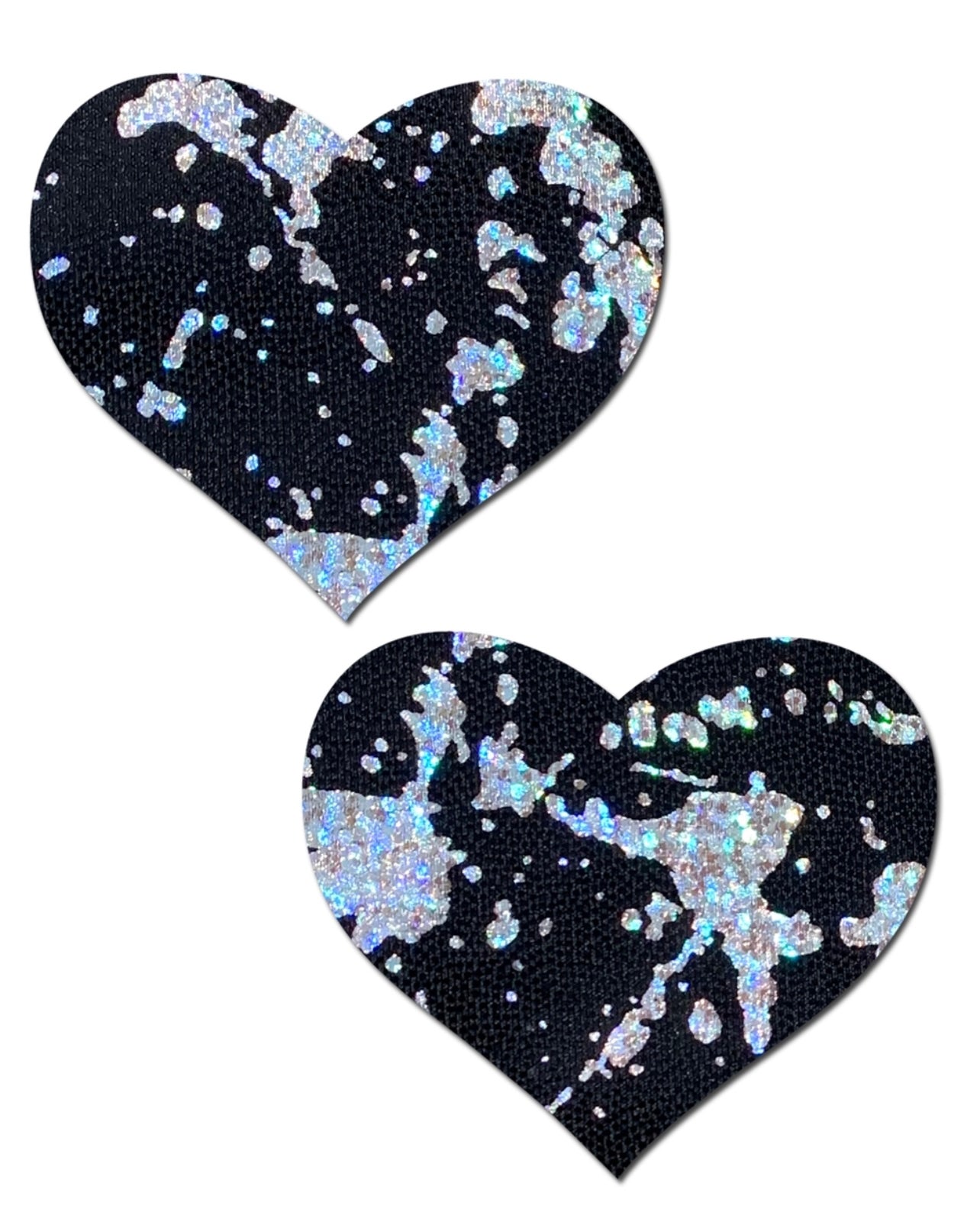 Love: Splatter Holographic Heart Nipple Pasties, Pasties, - One Stop Rave