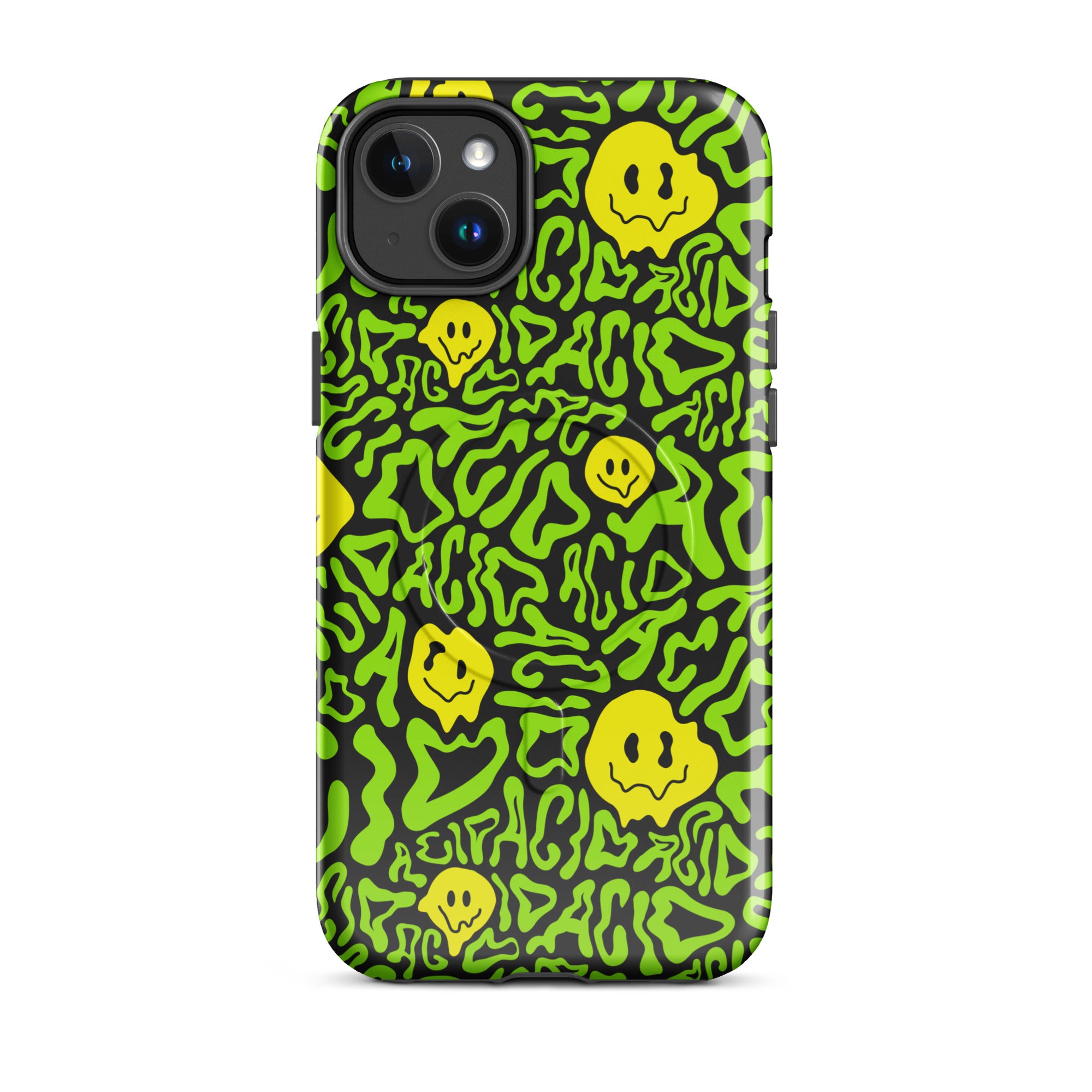専用【GOOD GRIEF】SMILE patched iphone cover Acid Smilez MagSafe® Tough iPhone® 14–17 Case | Rave Phone Case