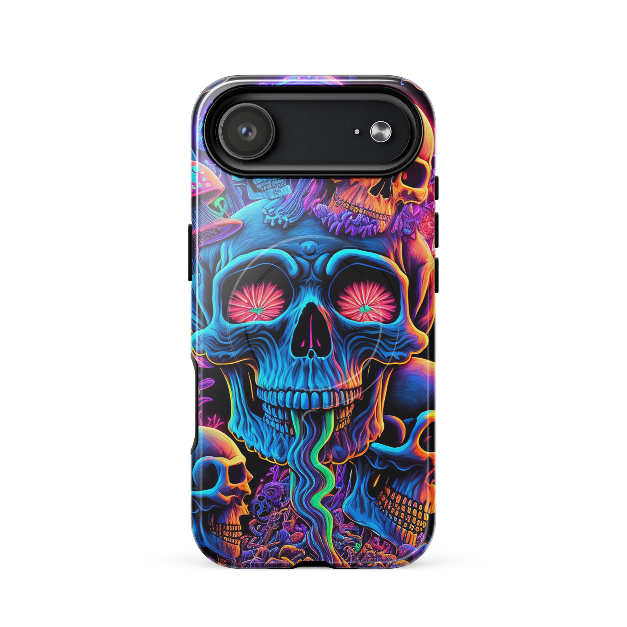   スカルプチャー　Allan Scharffデザイン Psychedelic Skull MagSafe® Tough iPhone® 14–17 Case | Rave Phone Case