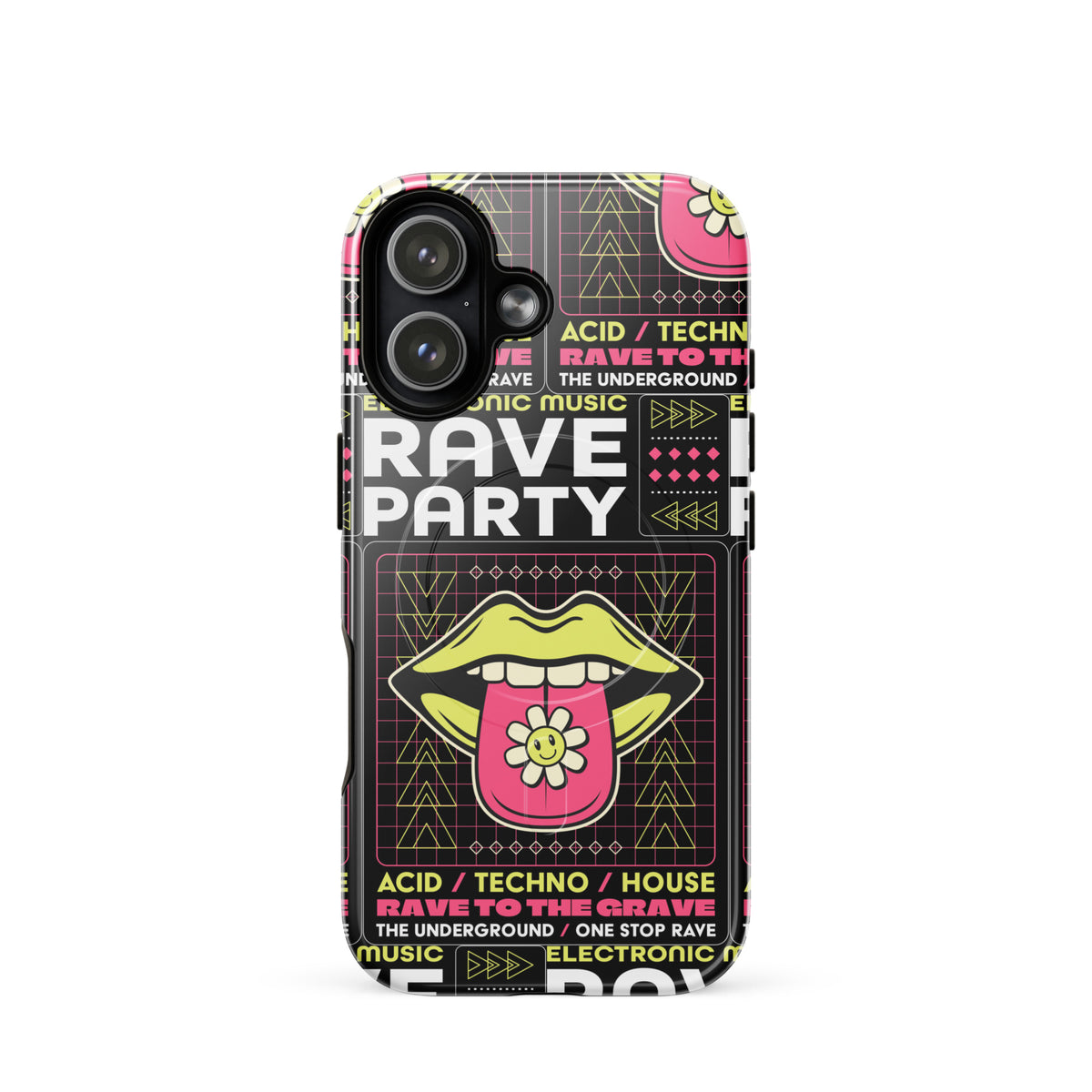 Teletech Phone Case Rave 90s Rave Party MagSafe® Tough iPhone® 14–17 Case | Acid House Festival Art