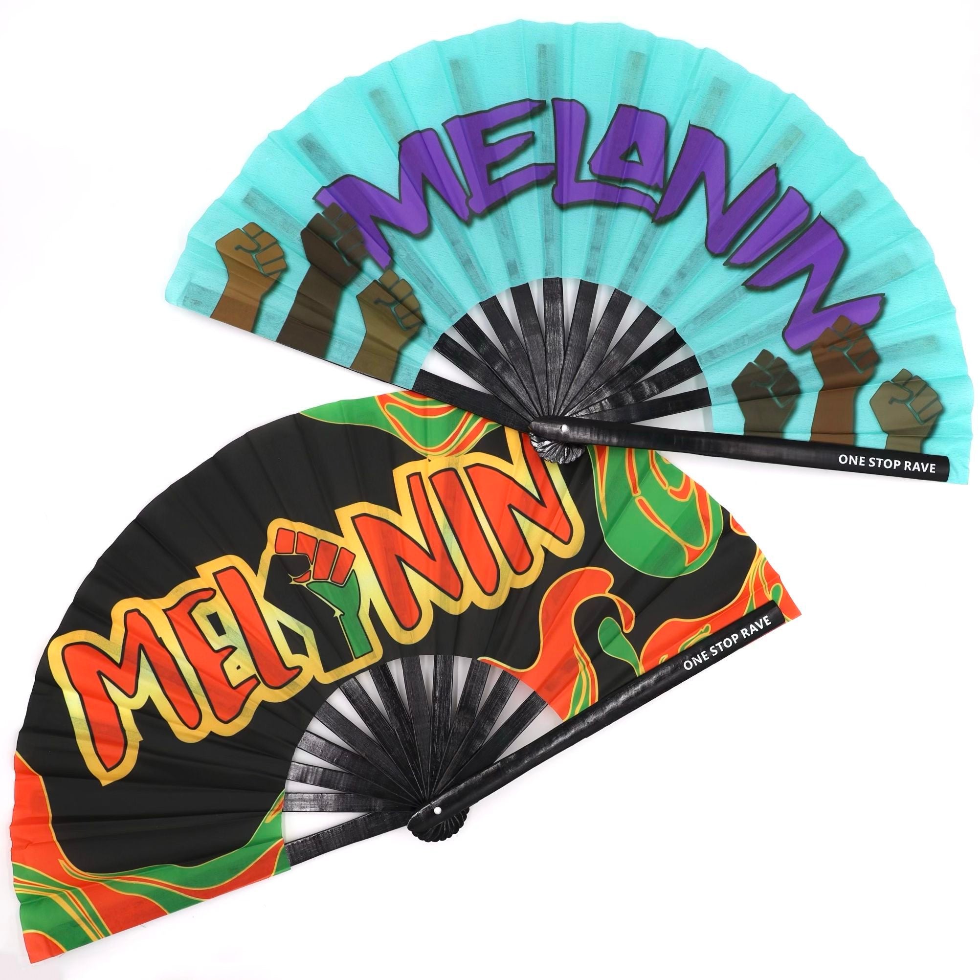 Melanin Ravers Hand Fan, Festival Fans 13.5", - One Stop Rave