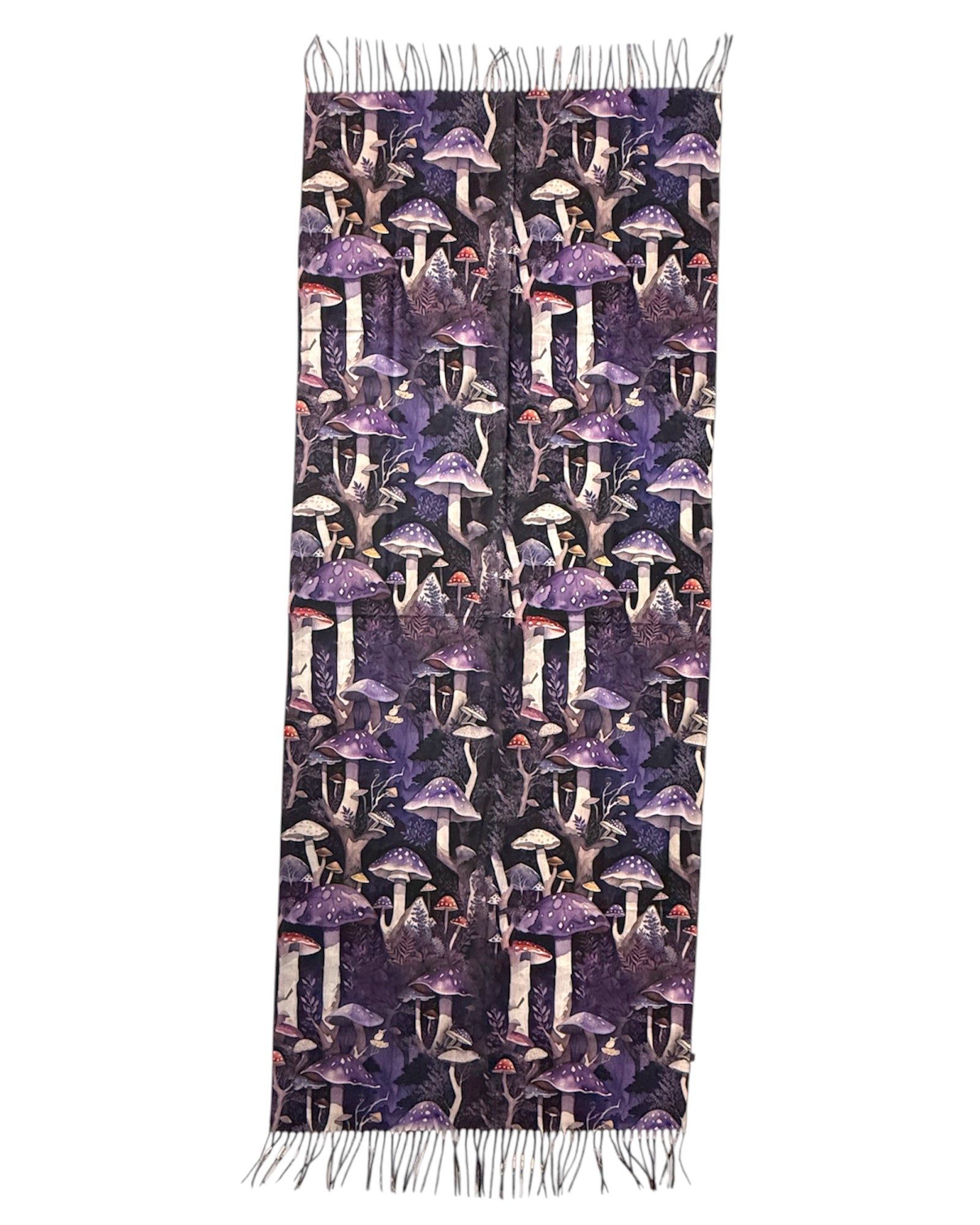 Scarf with a mushroom pattern on a white background