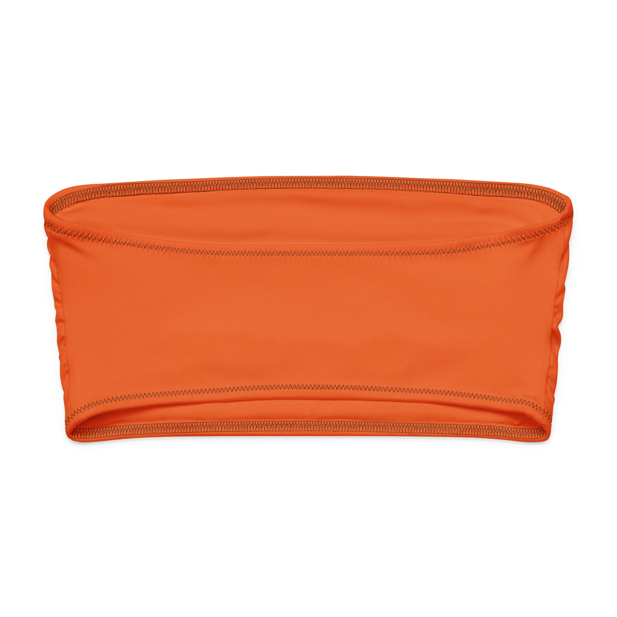 Back of the orange recycled bandeau top showing its simple strapless design