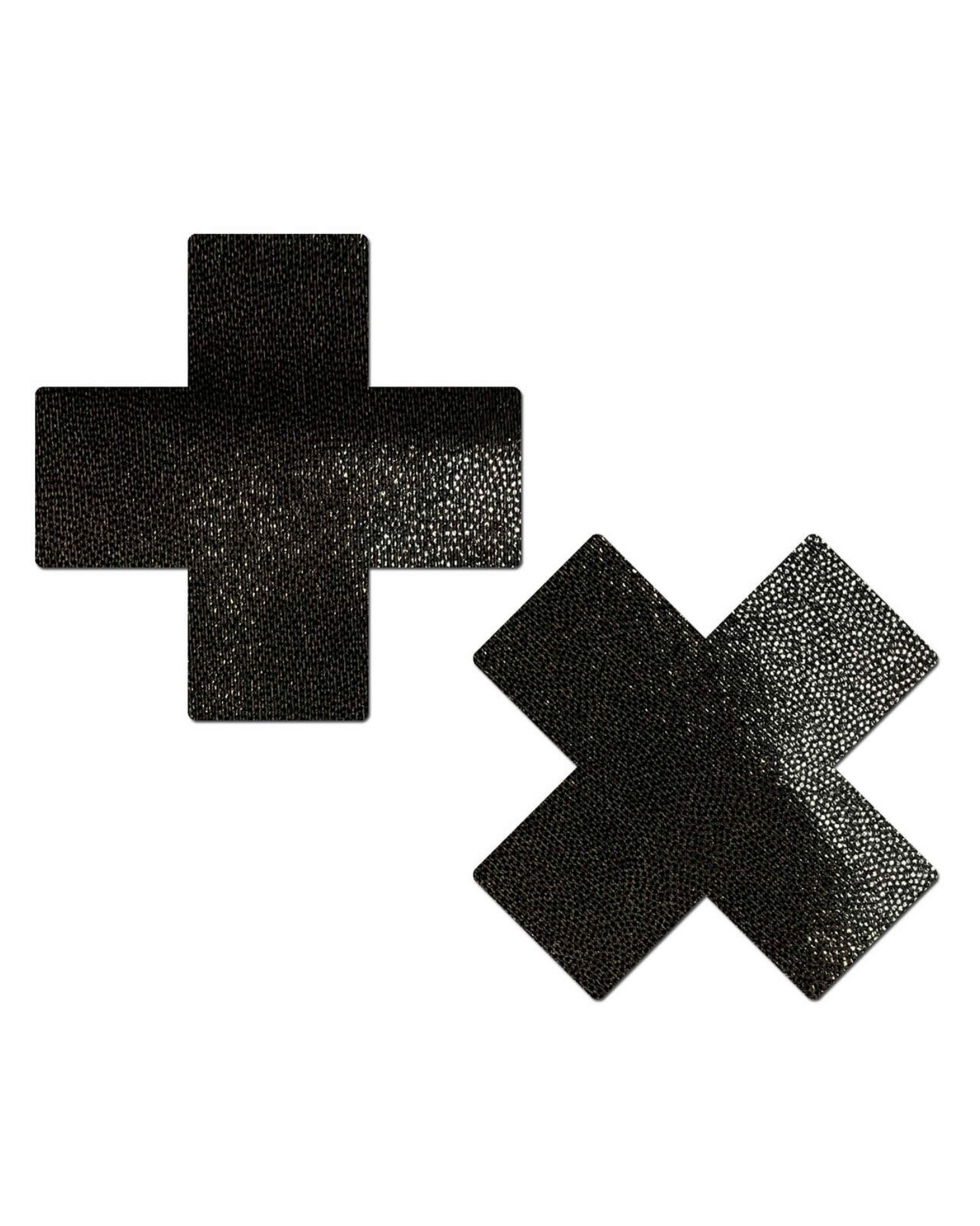 Plus X: Liquid Black Cross Nipple Pasties, Pasties, - One Stop Rave