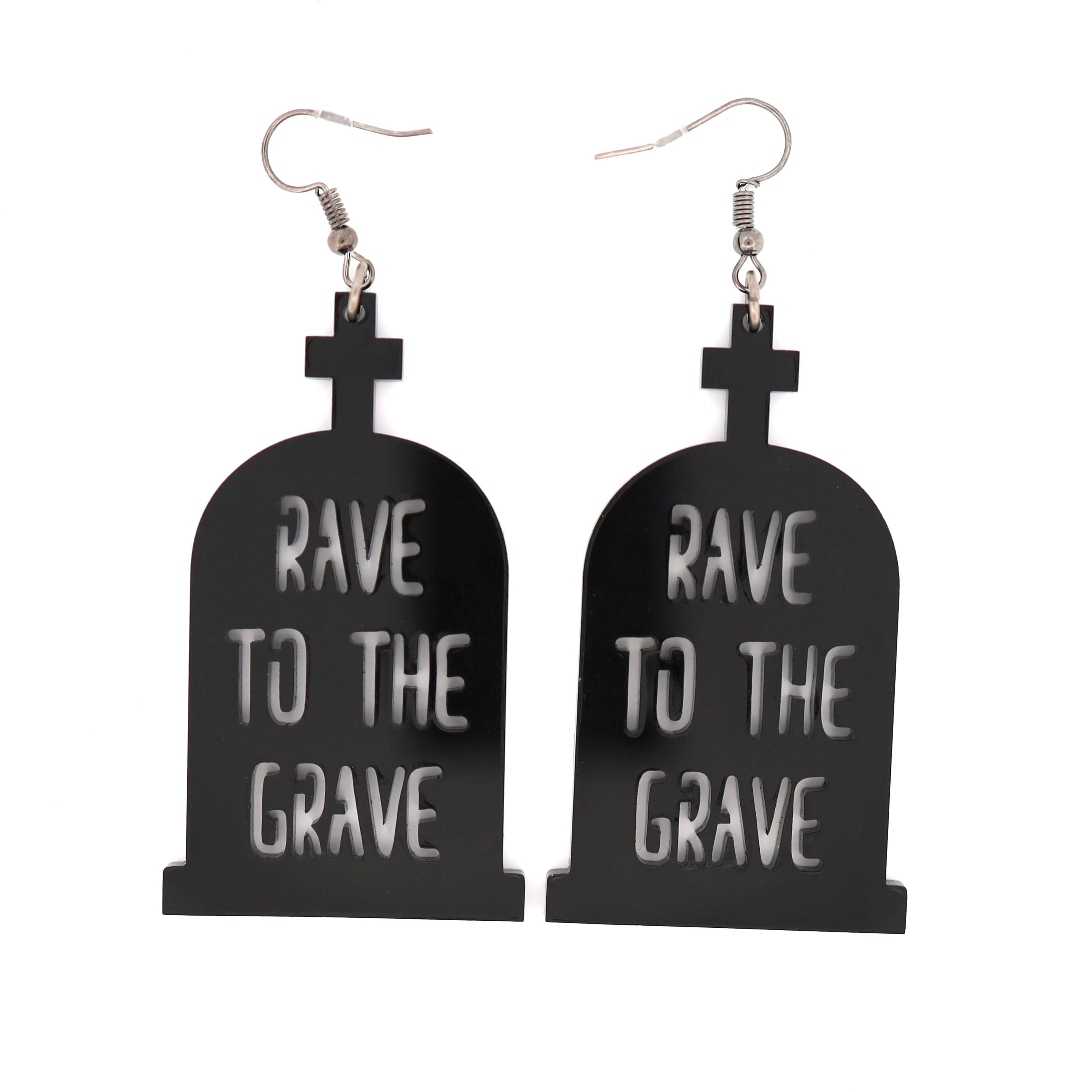 Rave To The Grave Earrings, Dangle Earrings, - One Stop Rave