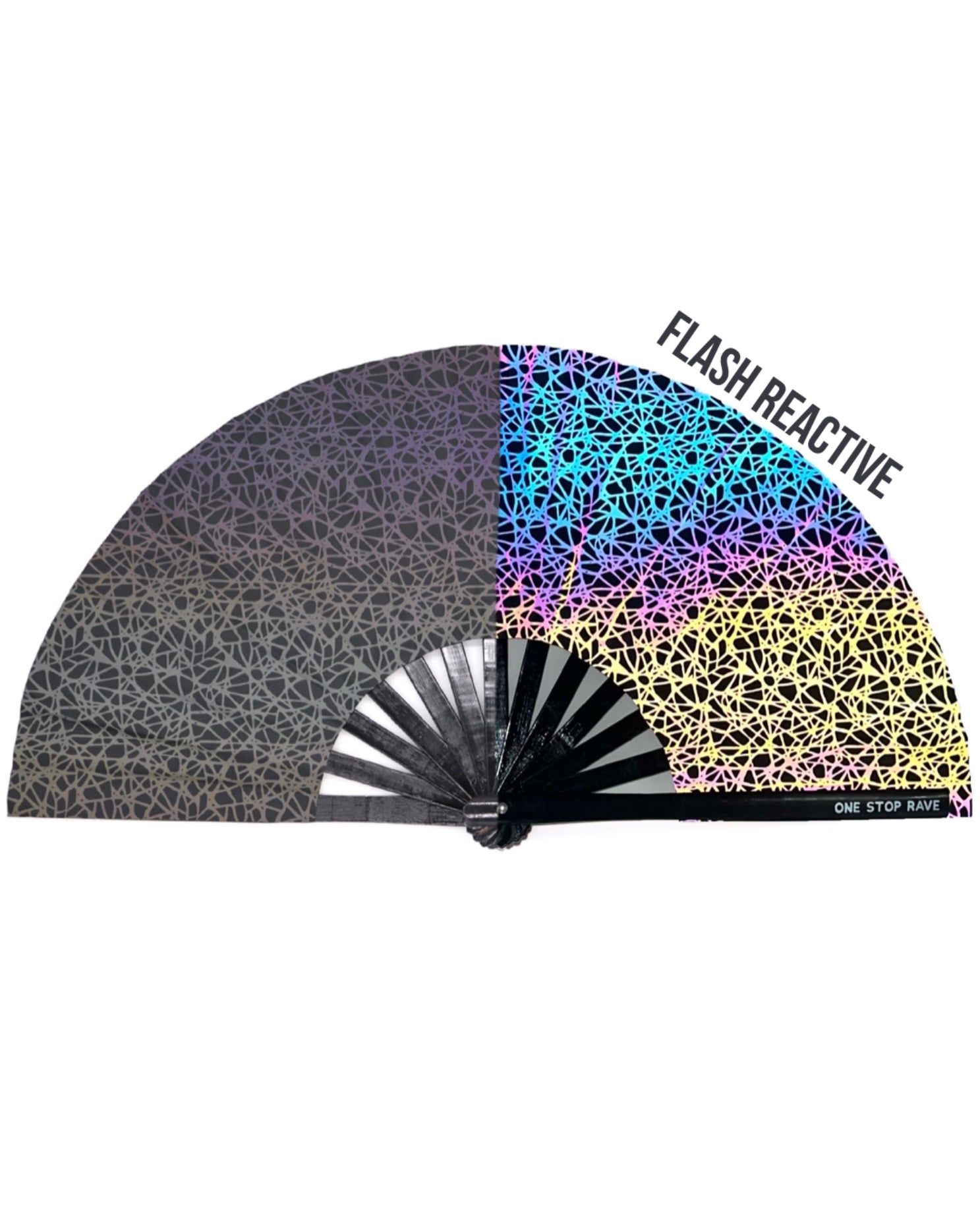 String Theory Reflective Hand Fan, Festival Fans 13.5", - One Stop Rave