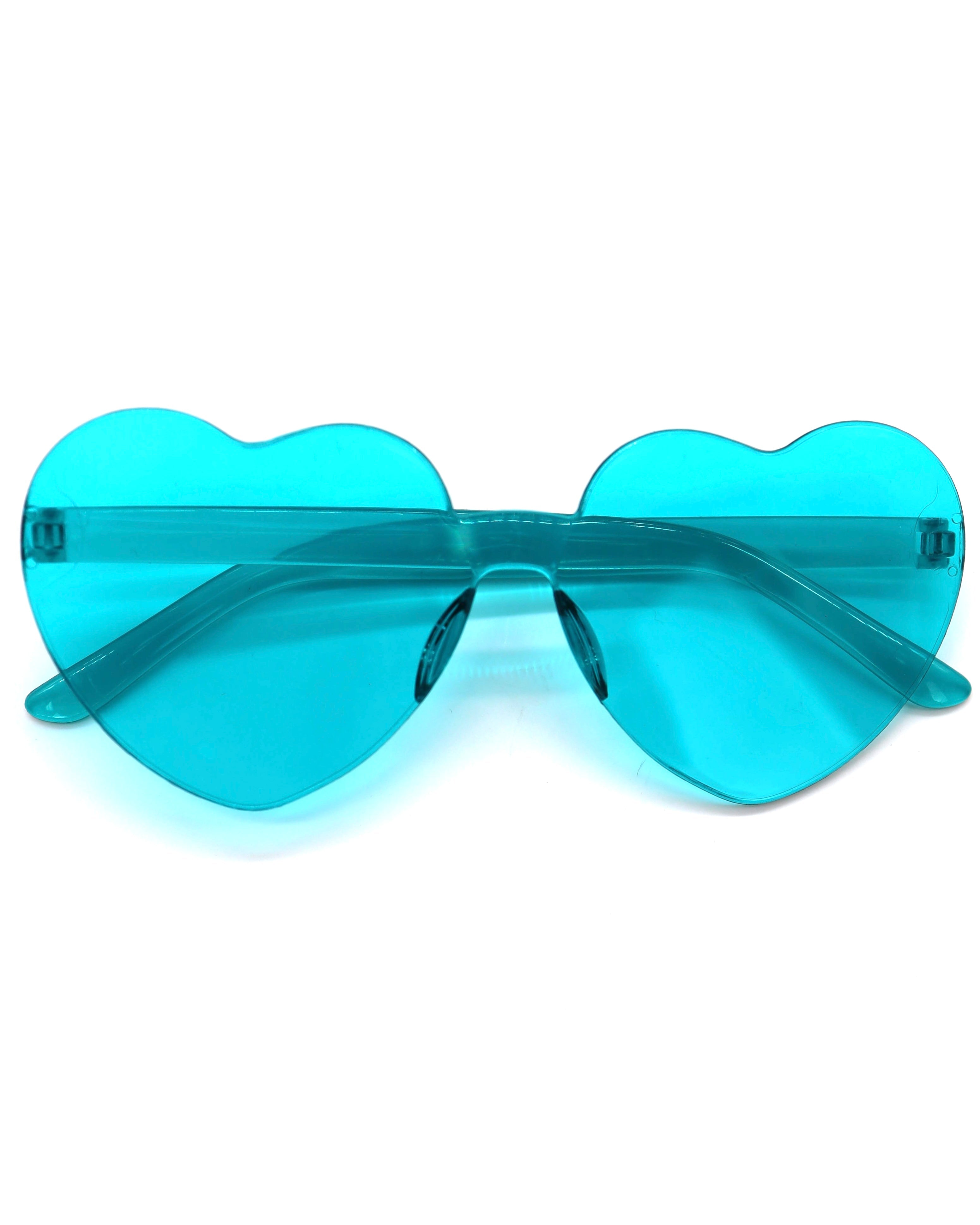 Teal Heart Sunglasses, Heart Sunglasses, - One Stop Rave