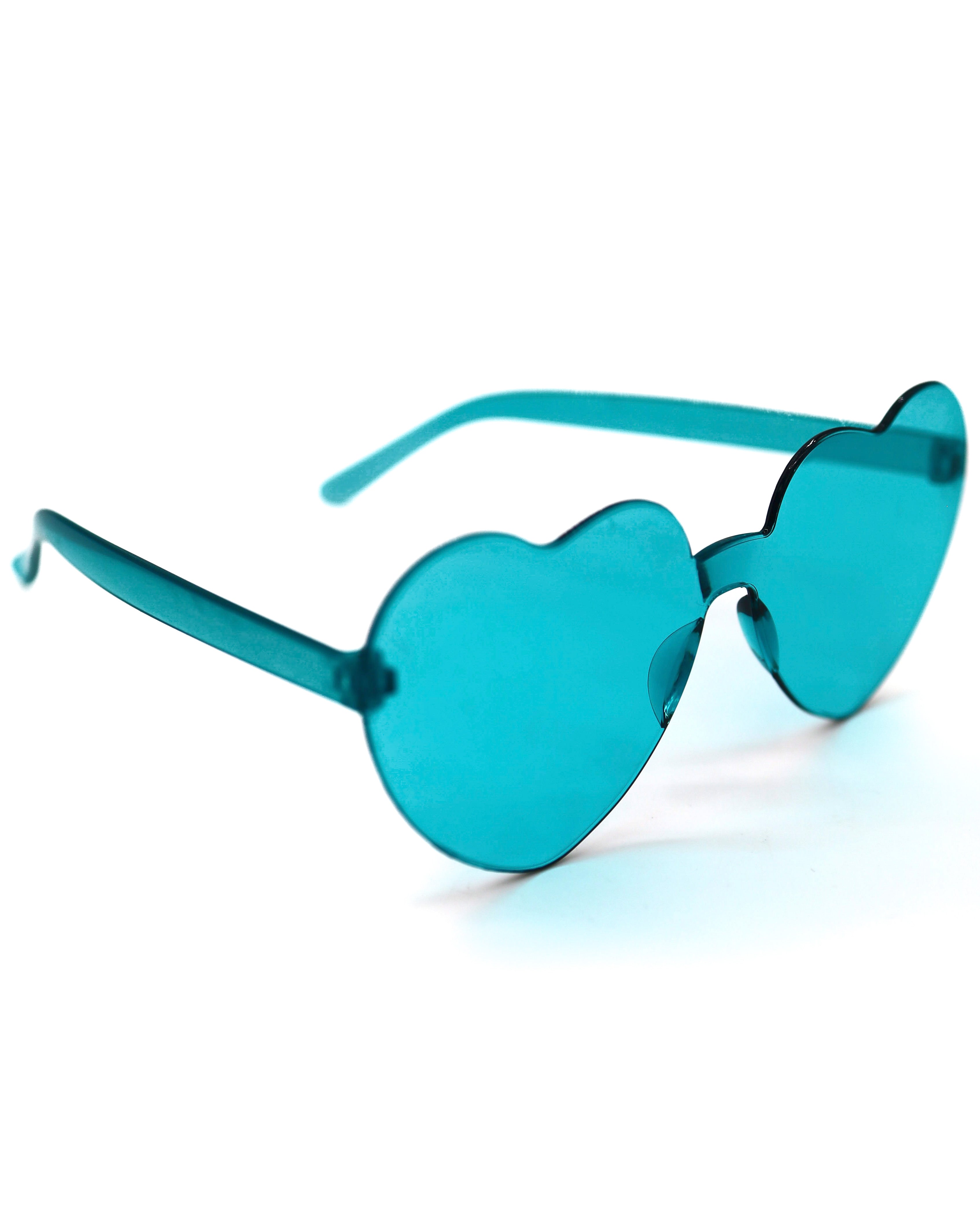 Teal Heart Sunglasses, Heart Sunglasses, - One Stop Rave