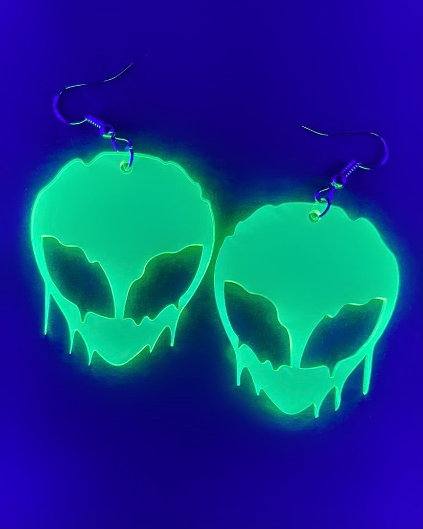 Trippy Alien Earrings, Dangle Earrings, - One Stop Rave
