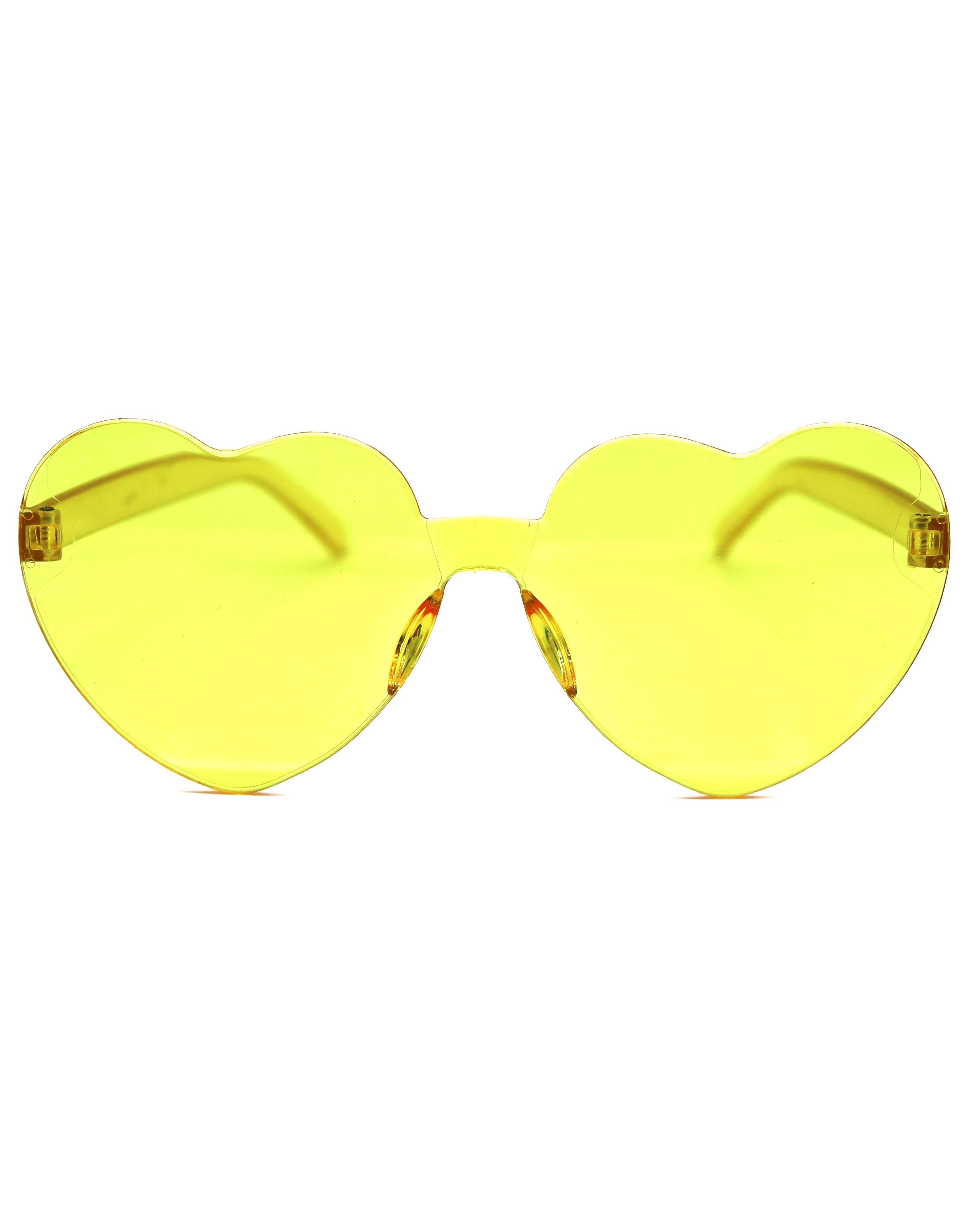 Yellow Heart Sunglasses, Heart Sunglasses, - One Stop Rave