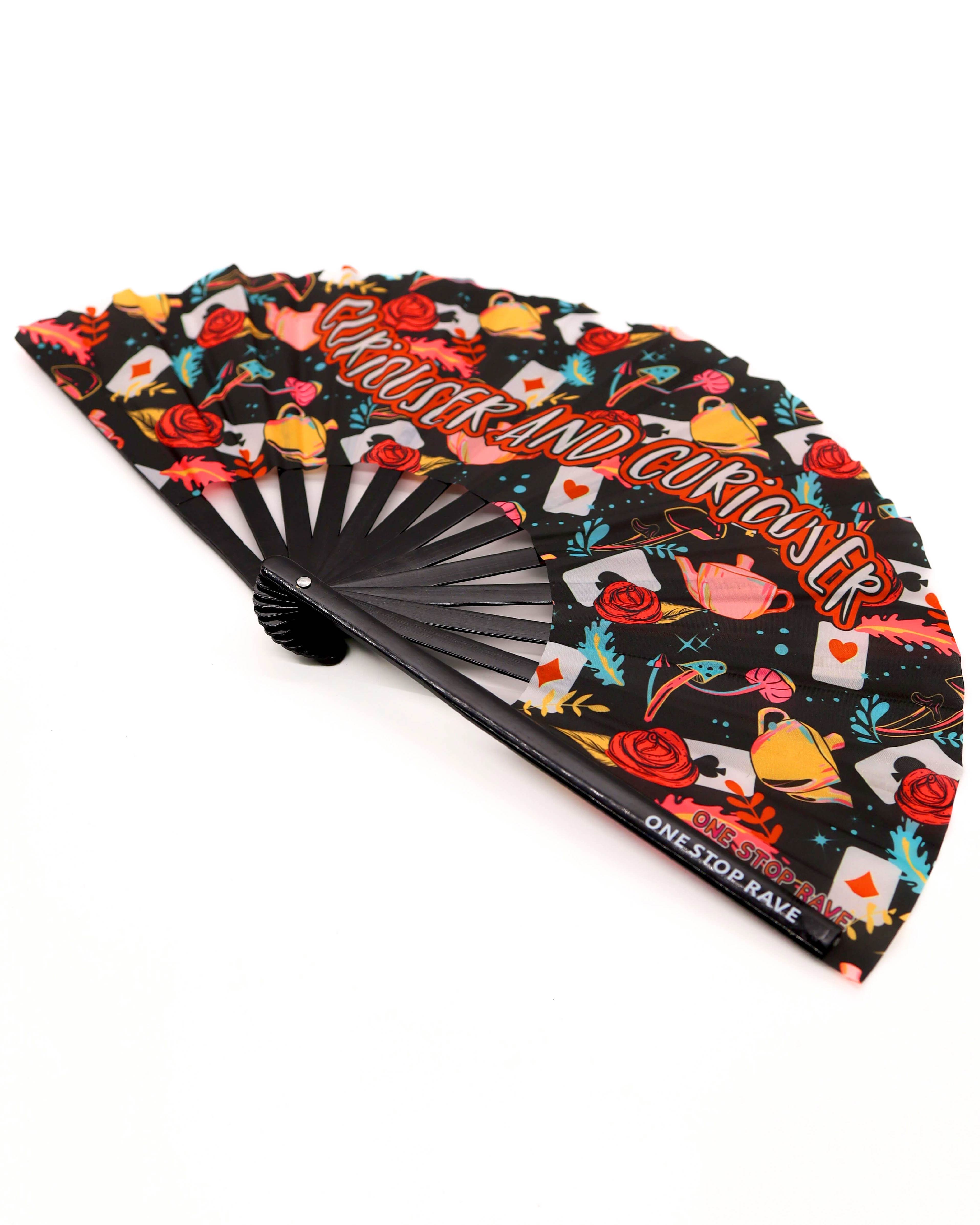 Curiouser and Curiouser Hand Fan, Festival Fans 13.5", - One Stop Rave