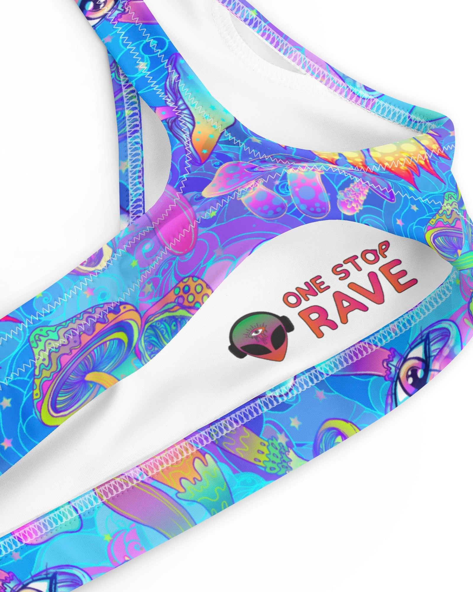 Shroomin Blue Recycled Padded V-Top, V-Top, - One Stop Rave