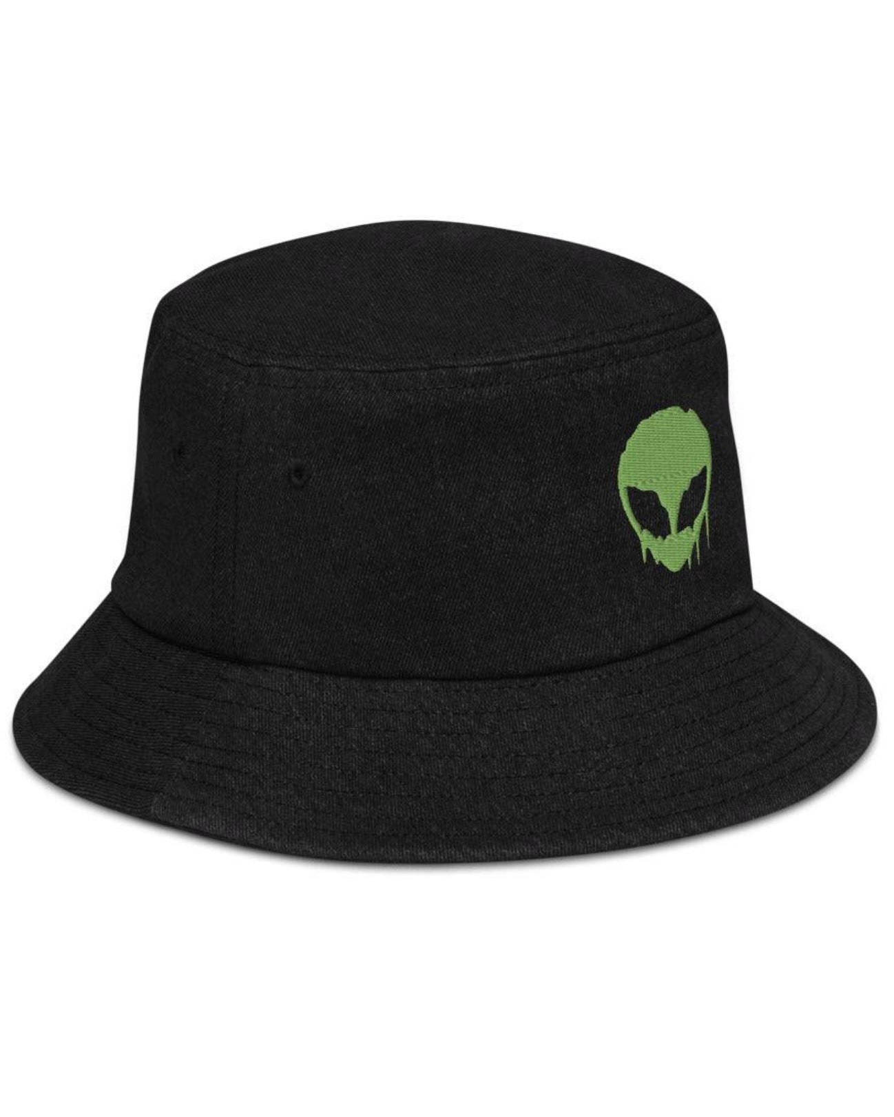 Trippy Alien Denim Bucket Hat, Bucket Hat, - One Stop Rave