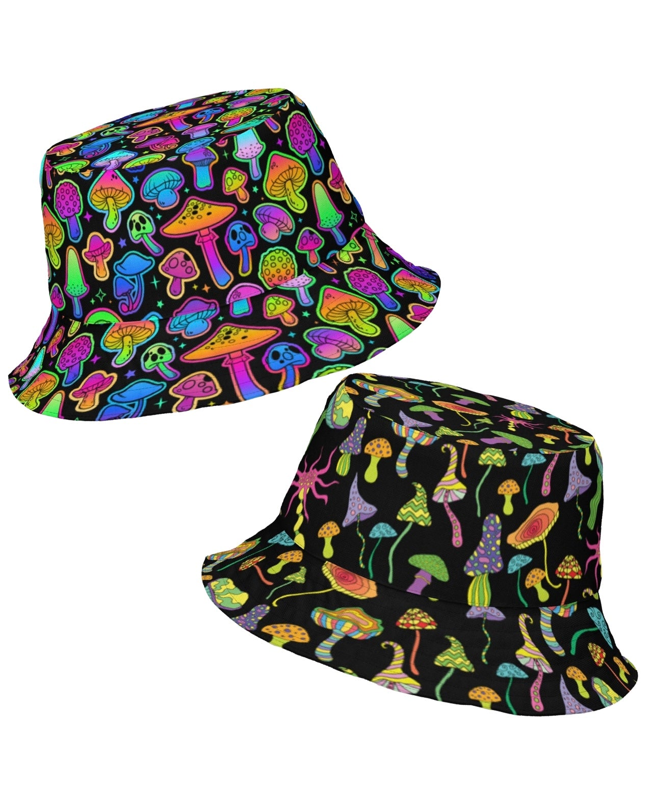 Psilo / Shroom Reversible Bucket Hat, Bucket Hat, - One Stop Rave
