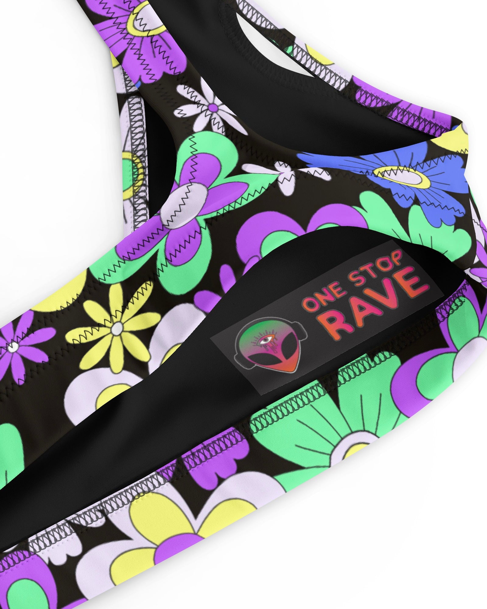 Crazy Daisy Recycled Padded V-Top, V-Top, - One Stop Rave
