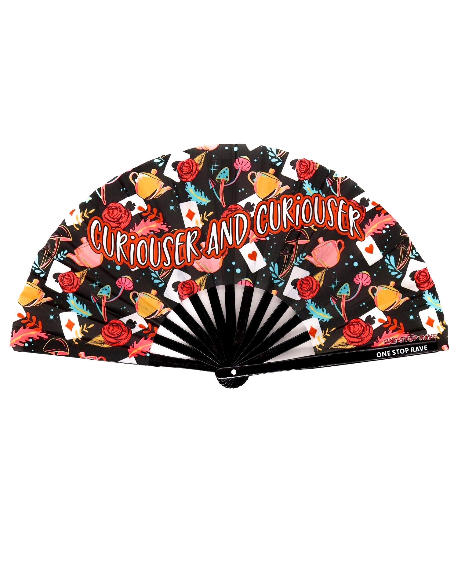 Curiouser and Curiouser Hand Fan, Festival Fans 13.5", - One Stop Rave
