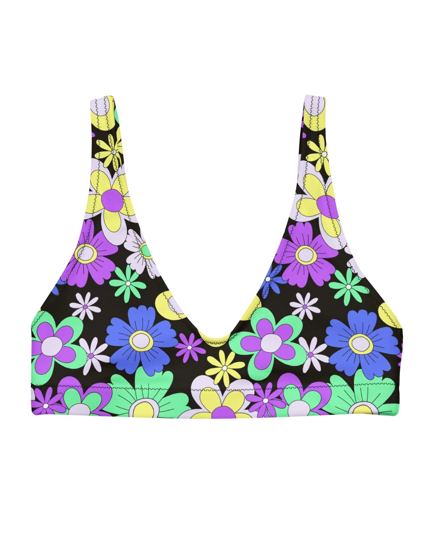 Crazy Daisy Recycled Padded V-Top, V-Top, - One Stop Rave