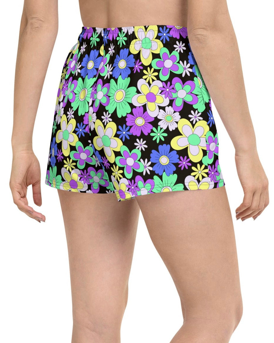 Crazy Daisy Recycled Shorts, Athletic Shorts, - One Stop Rave
