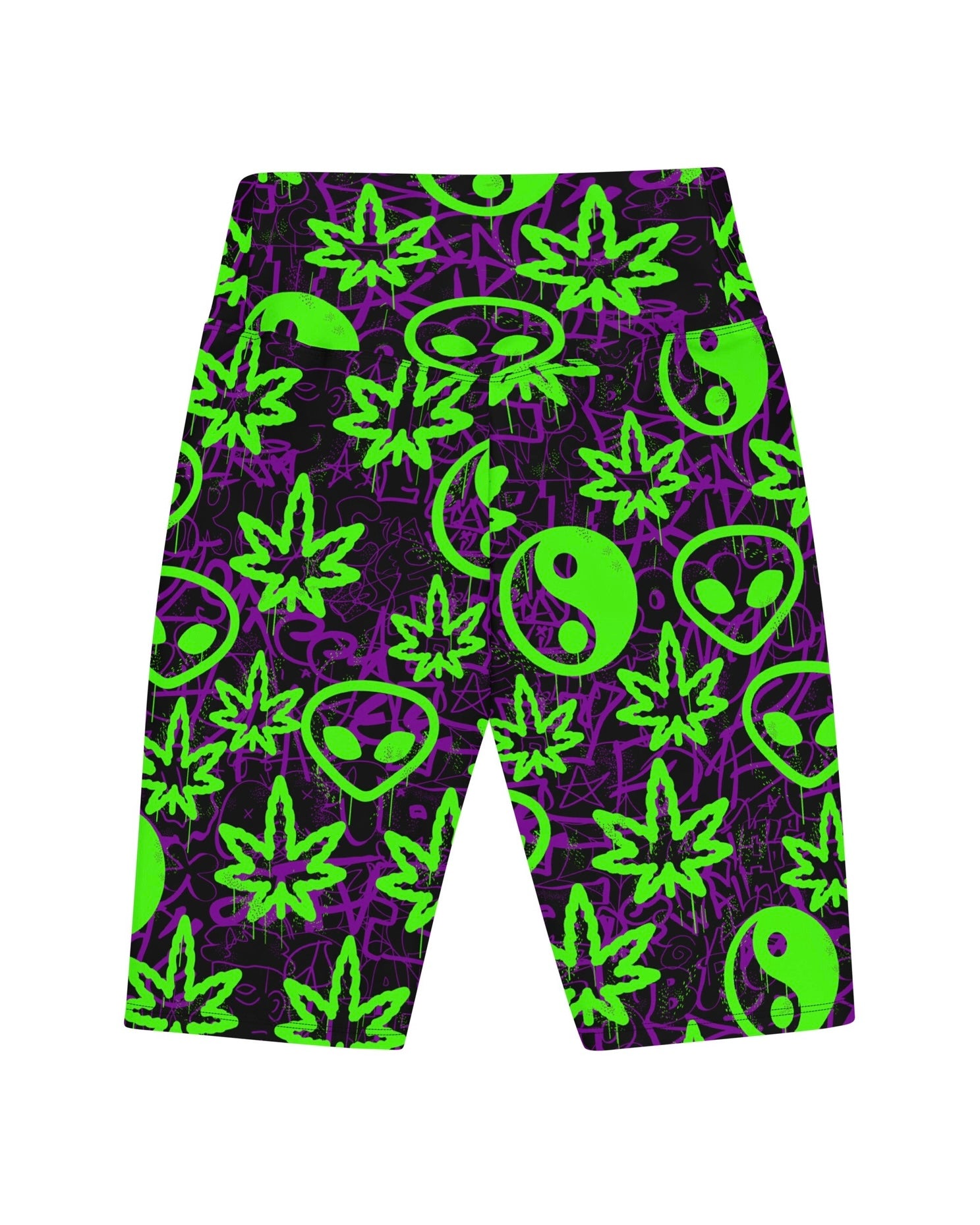 Ganja Graffiti Biker Shorts, Biker Shorts, - One Stop Rave