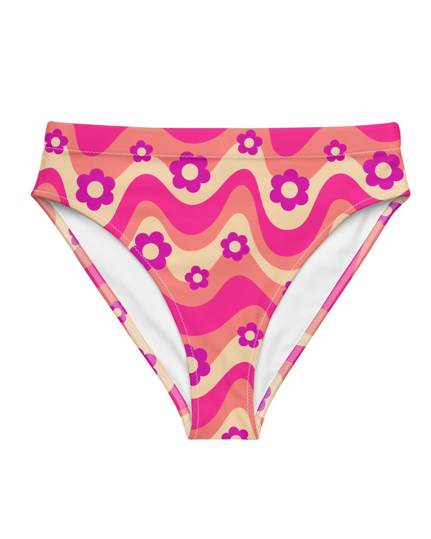 Flower Power Pink Recycled High Waisted Bottoms, High-Waisted Bottoms, - One Stop Rave