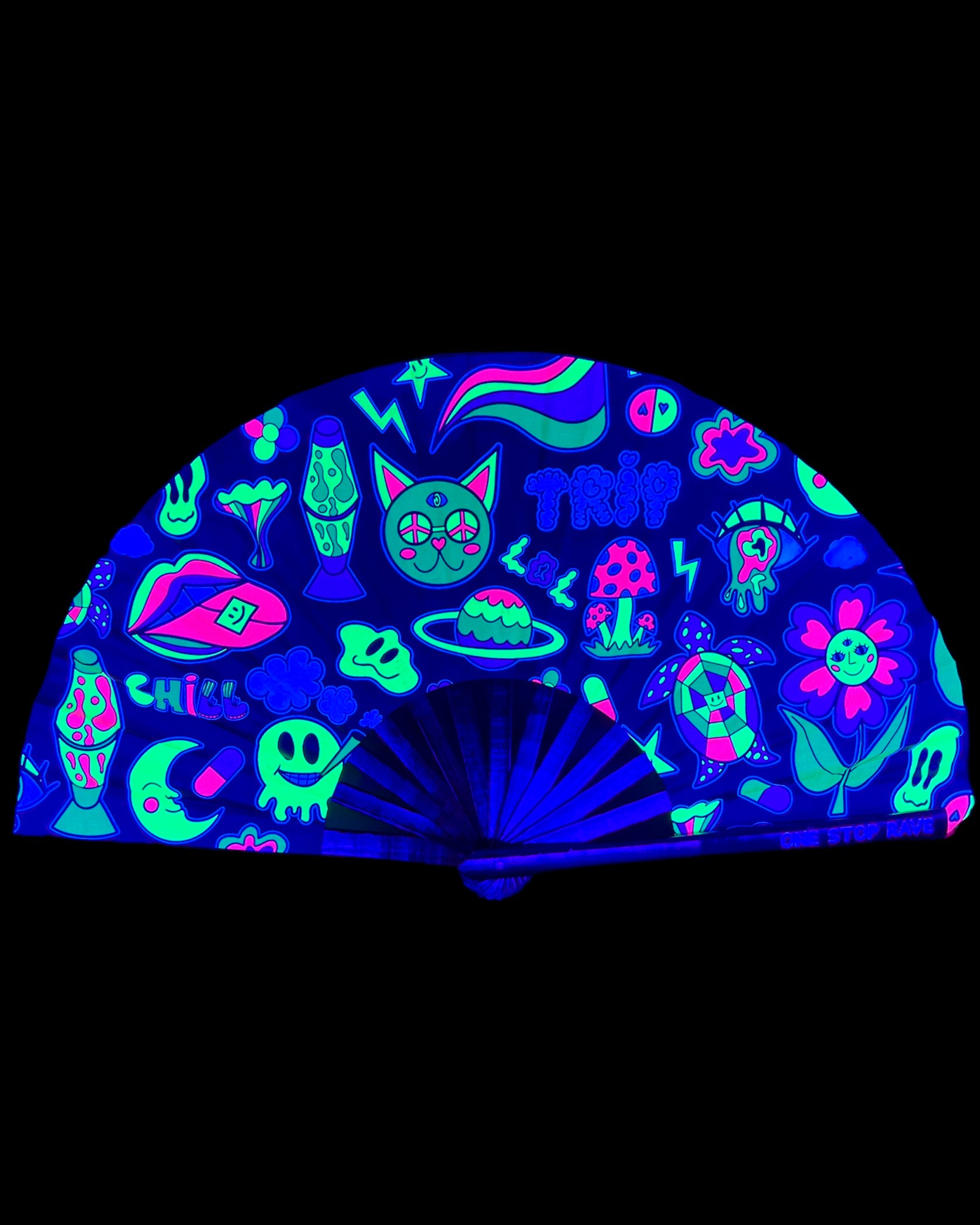 Vibe With Me Hand Fan, Festival Fans 13.5", - One Stop Rave