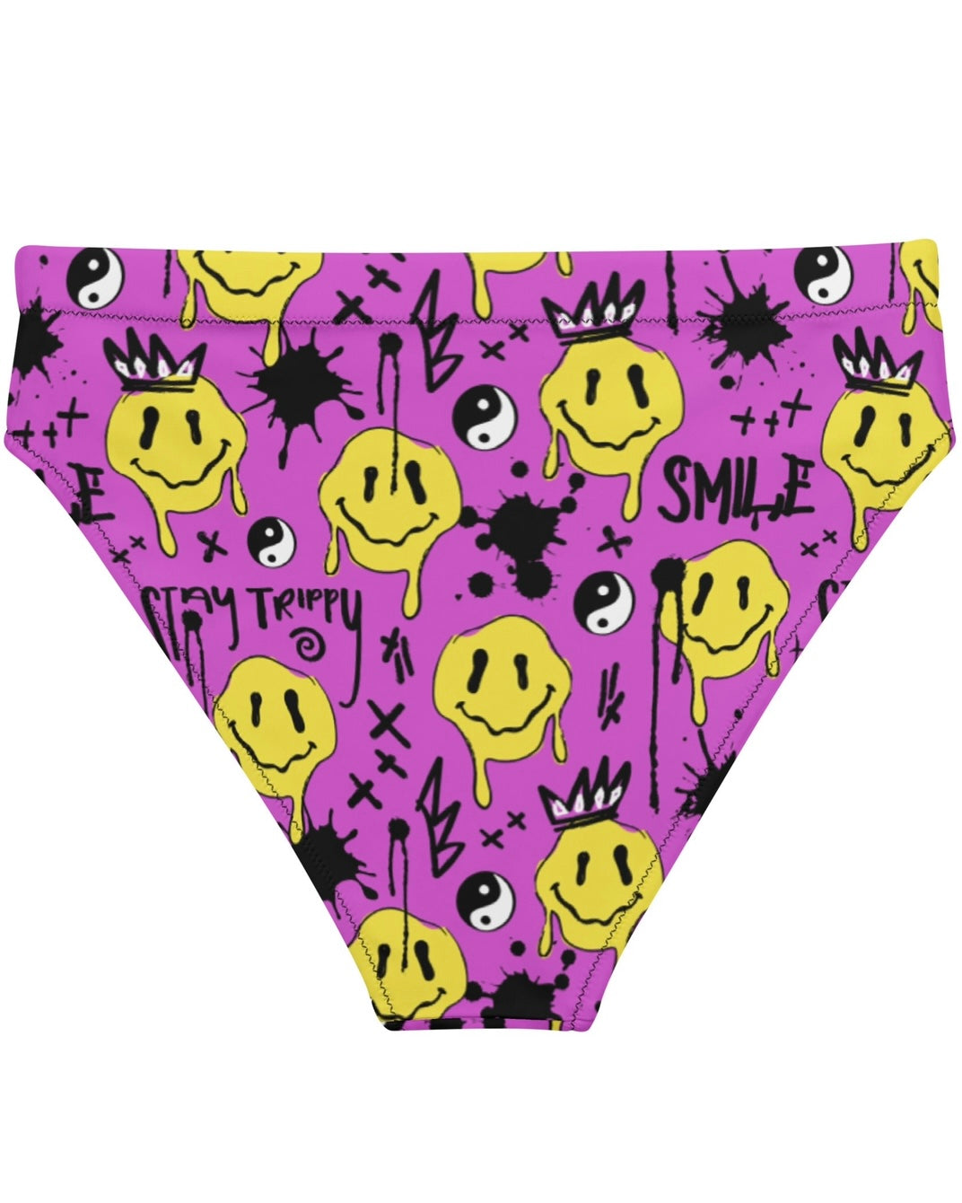 Smile Splatter Recycled High Waisted Bottoms, High-Waisted Bottoms, - One Stop Rave