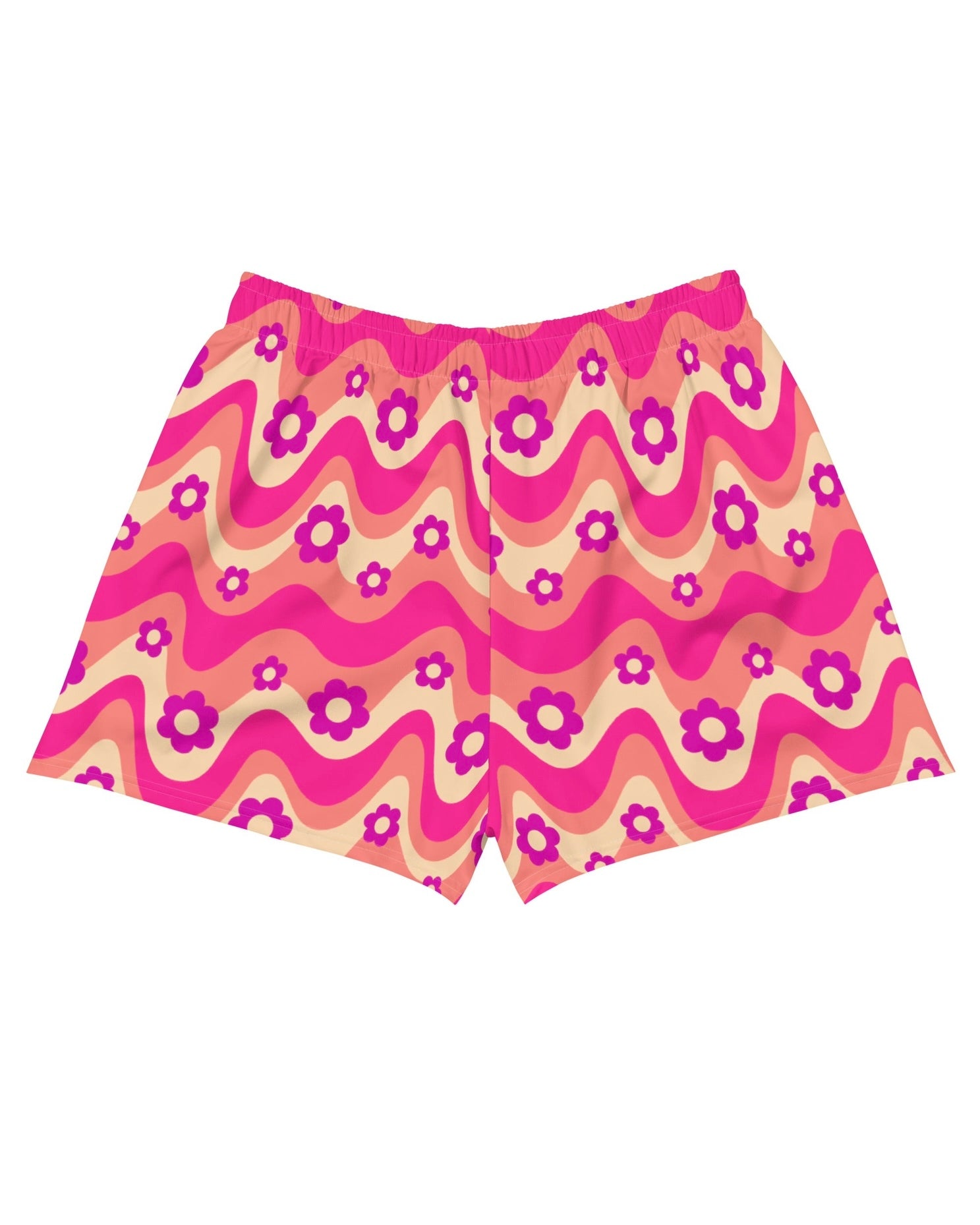 Flower Power Pink Recycled Shorts, Athletic Shorts, - One Stop Rave