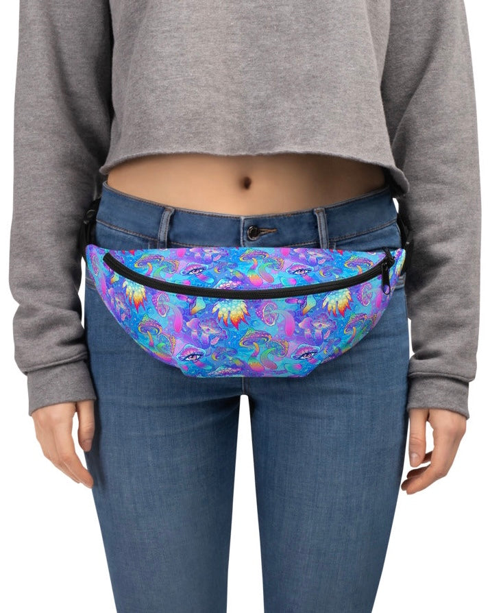 Shroomin Blue Fanny Pack, Fanny Pack, - One Stop Rave